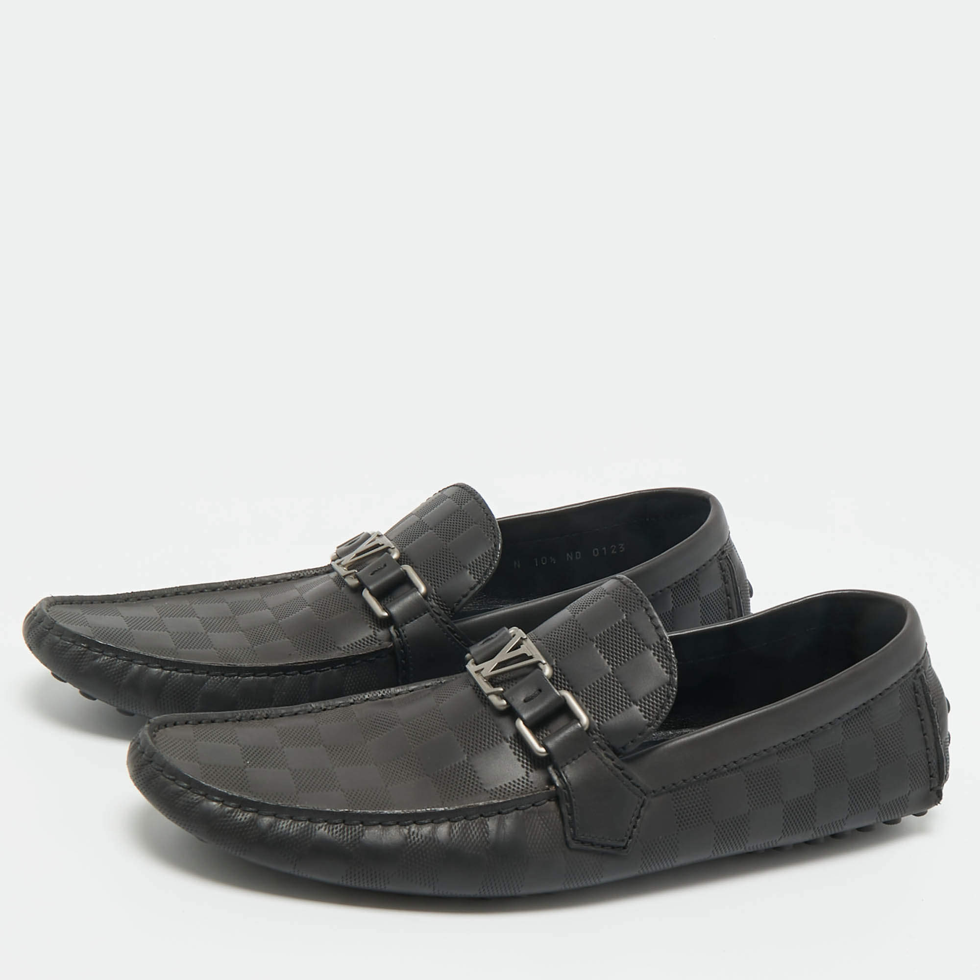 Pre Owned Louis Vuitton Black Leather Monte Carlo Loafers Size 44.5