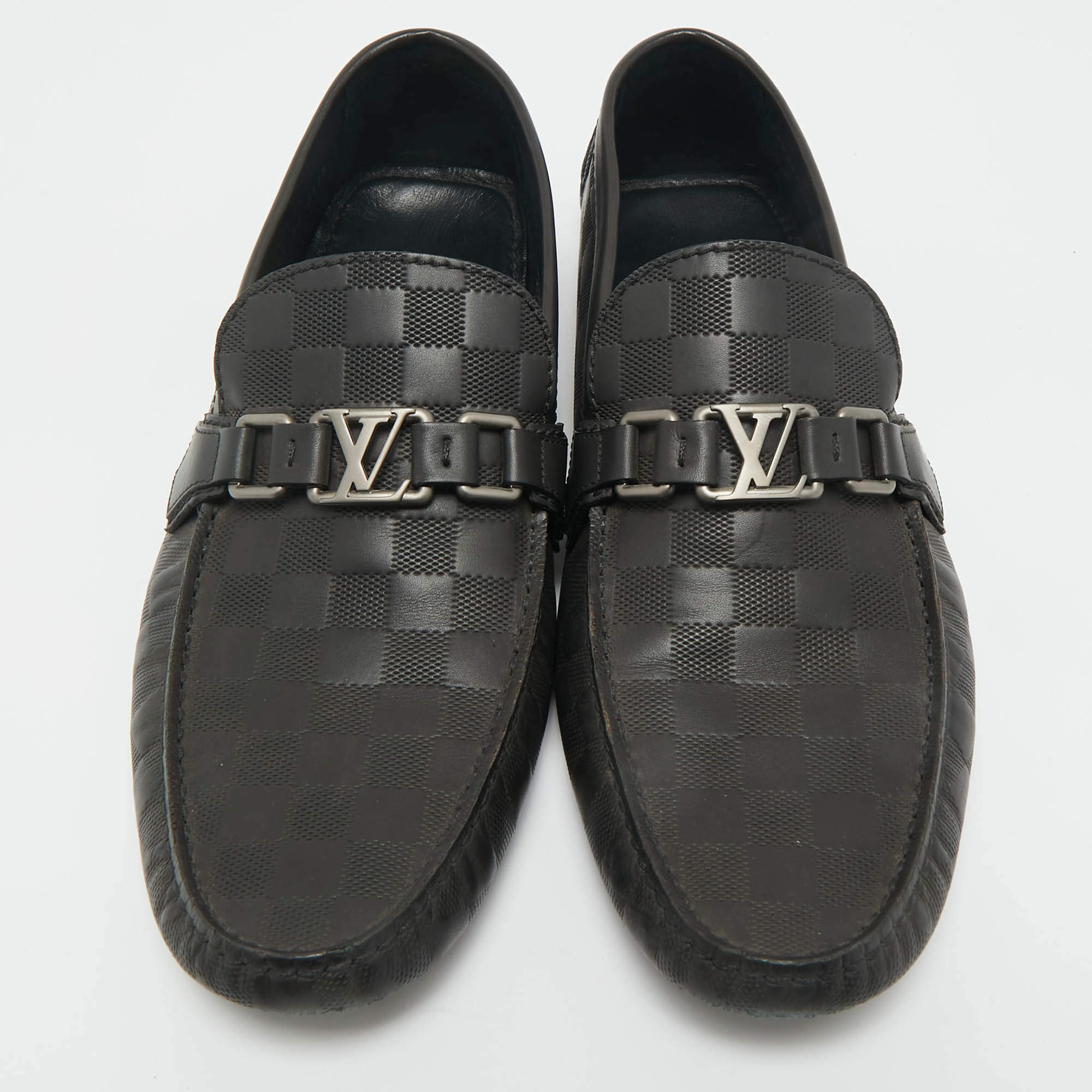 Pre Owned Louis Vuitton Black Leather Monte Carlo Loafers Size 44.5