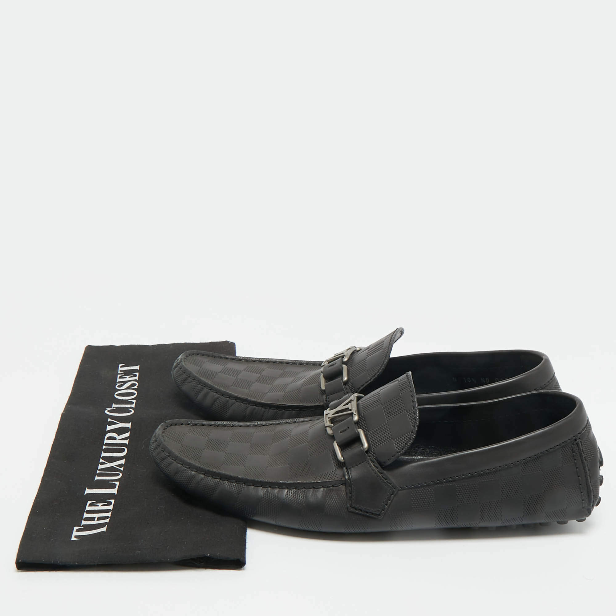 Pre Owned Louis Vuitton Black Leather Monte Carlo Loafers Size 44.5