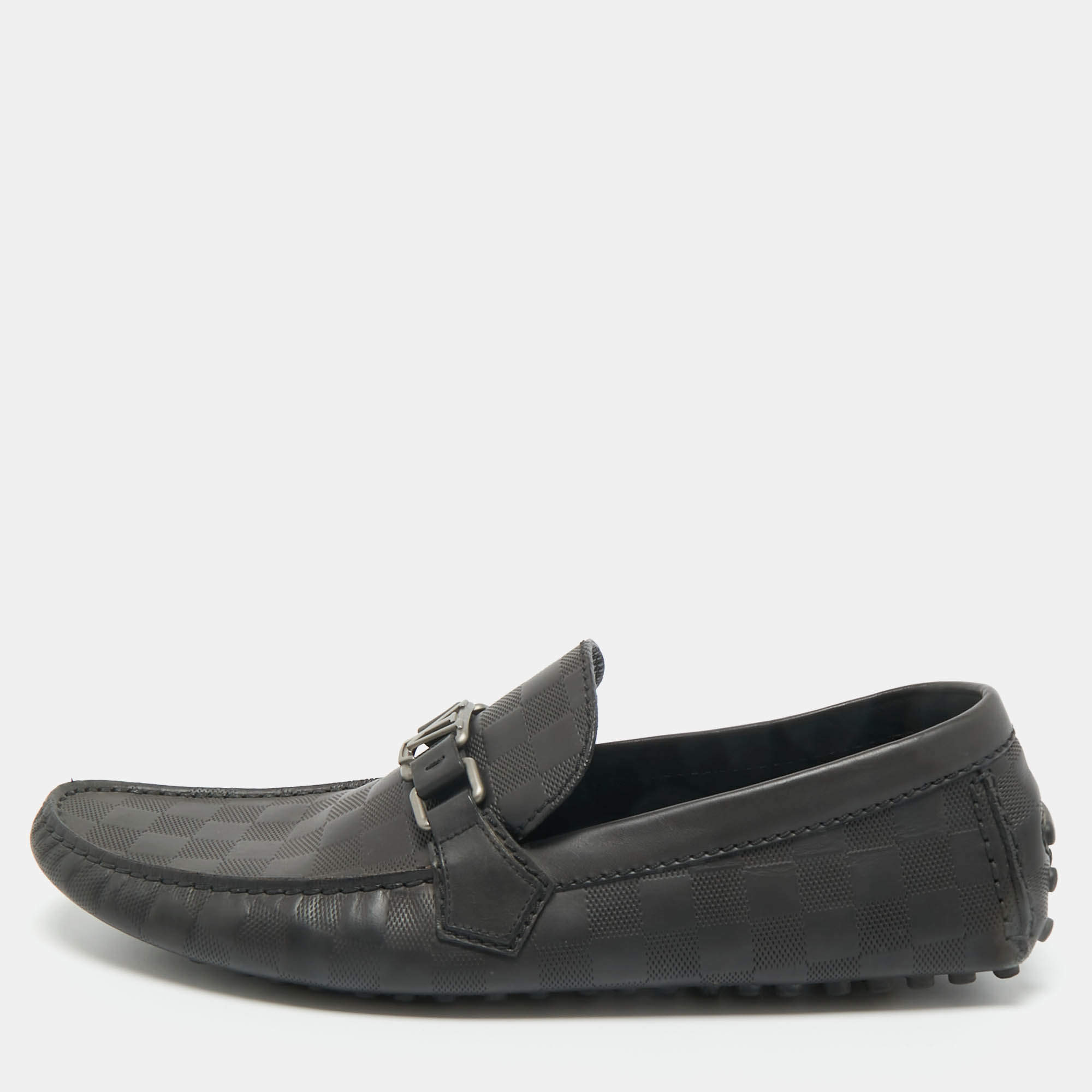 Pre Owned Louis Vuitton Black Leather Monte Carlo Loafers Size 44.5