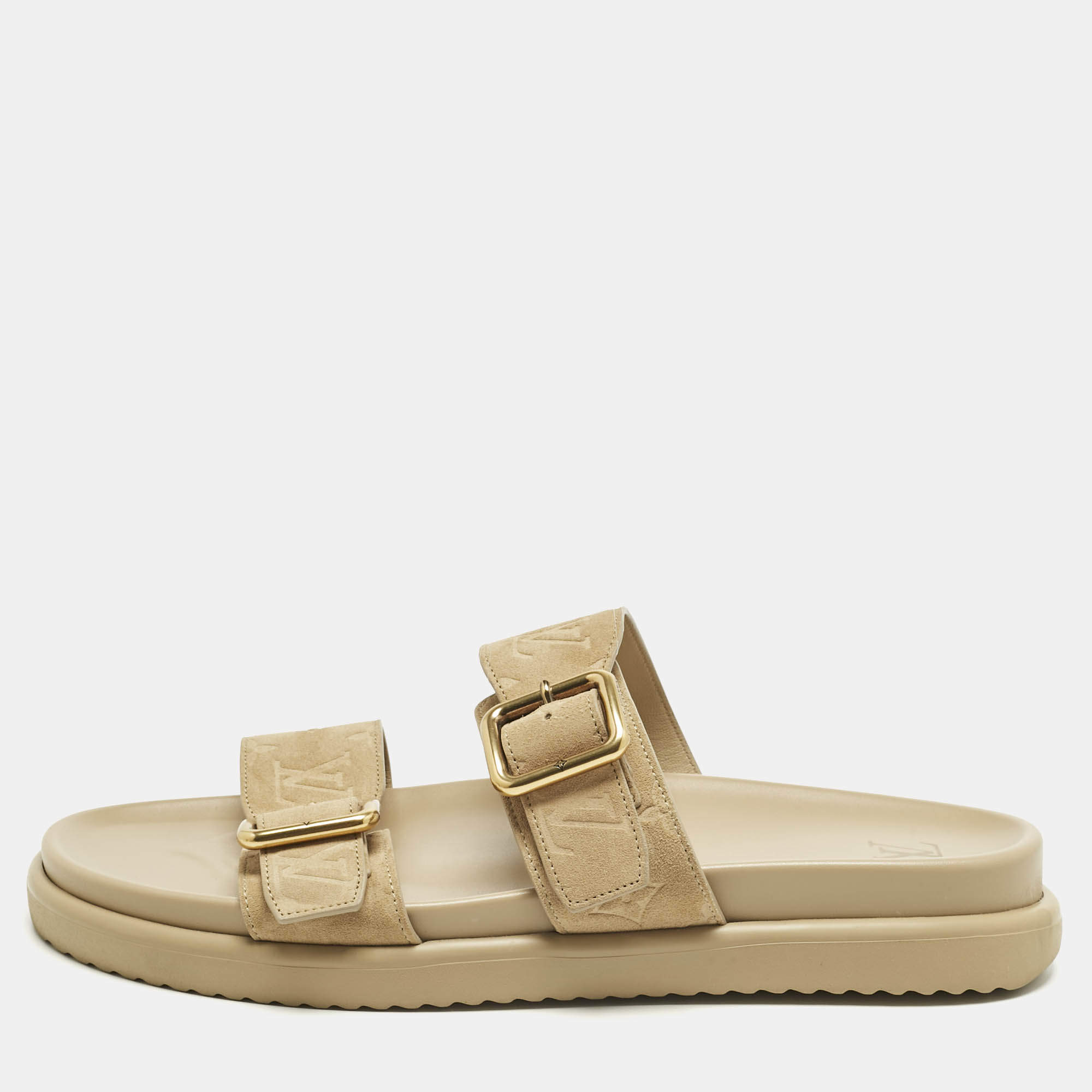 مملوكة مسبقًا صندل فلات سلايد لوي فيتون شمواه مونوغرامي بيج بوم ديا مقاس 45