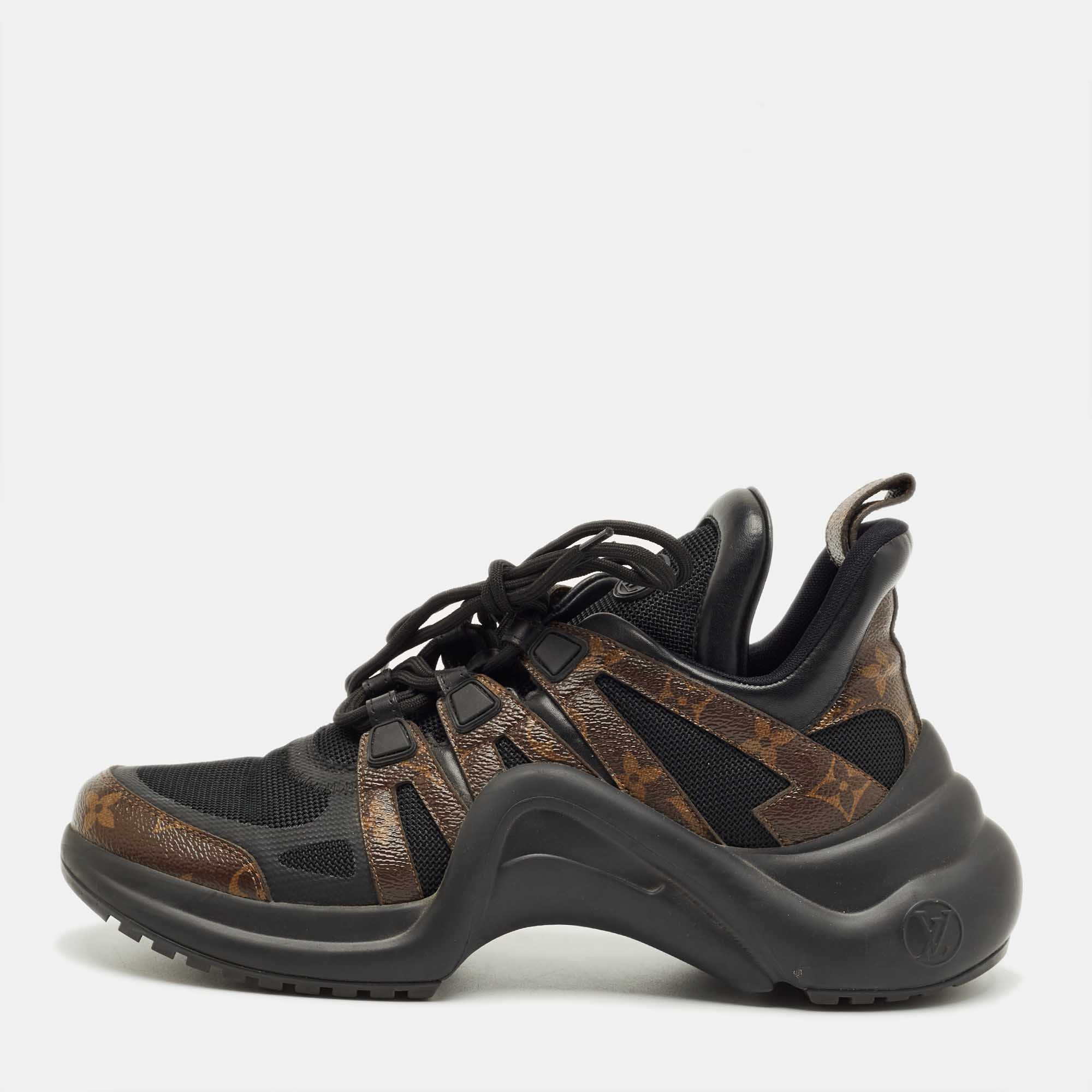 Pre Owned Louis Vuitton Black/Brown Monogram Canvas and Mesh Archlight Sneakers Size 41