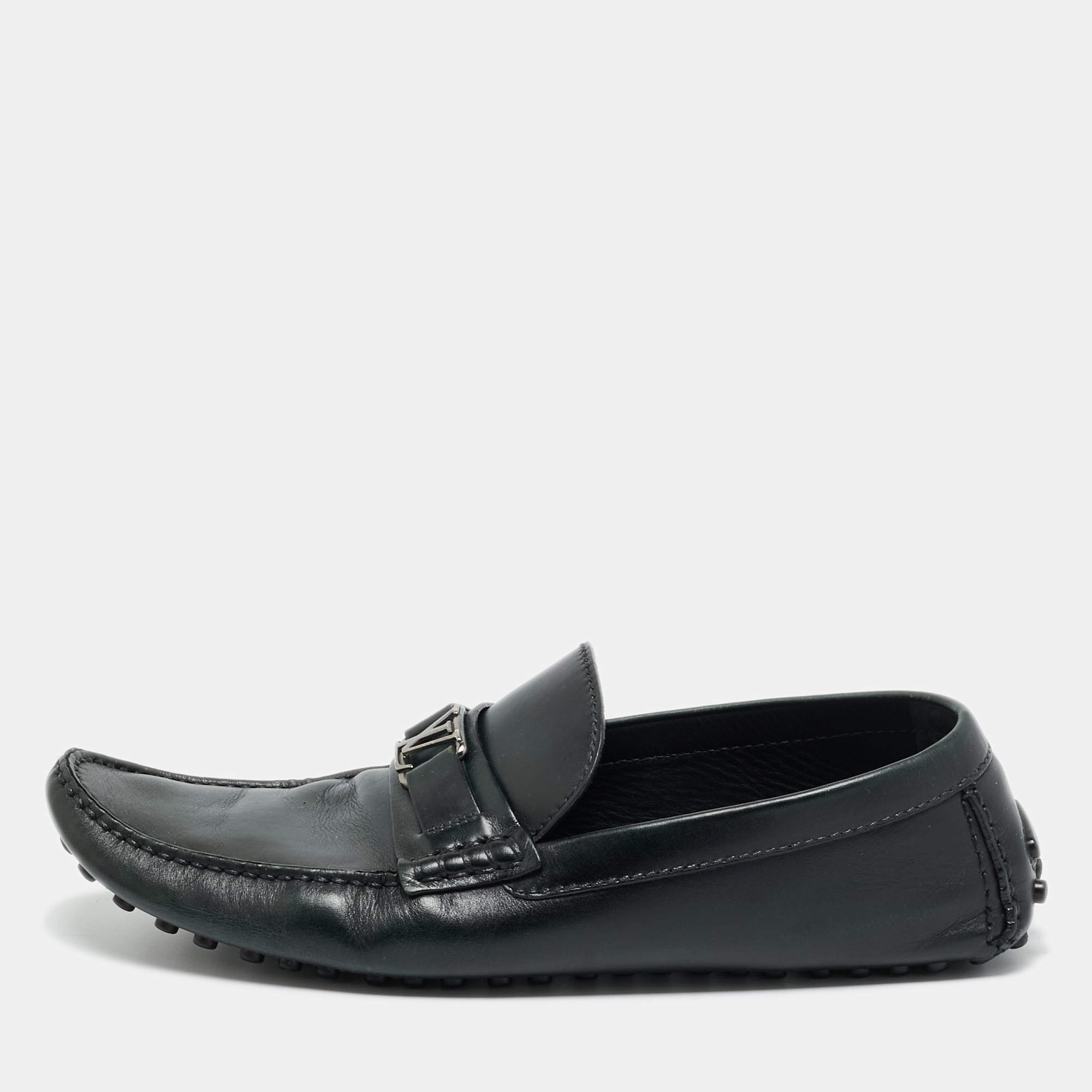 Pre Owned Louis Vuitton Black Leather Monte Carlo Loafers Size 44