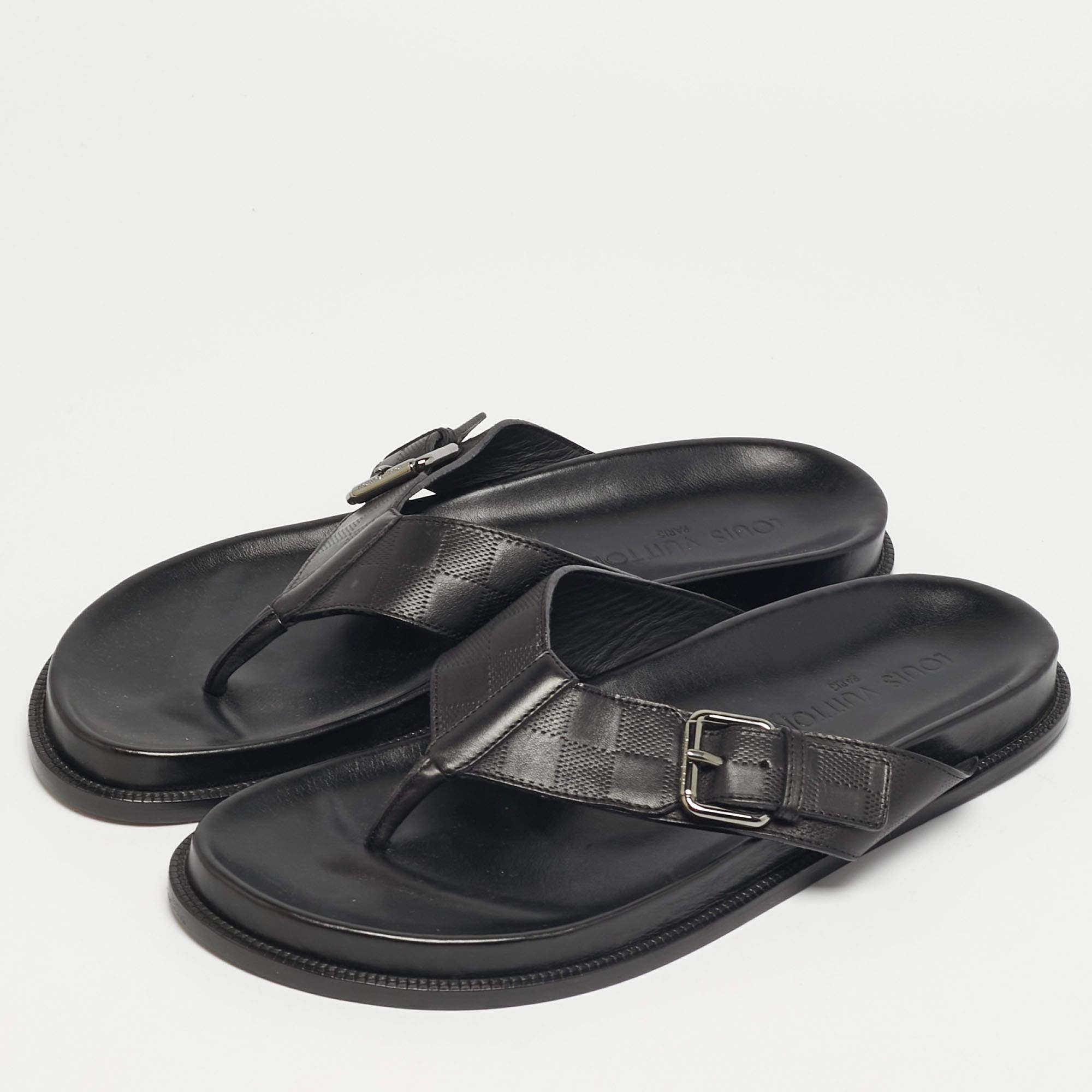 LOUIS VUITTON / サンダル/--/BLK Louis Vuitton Black Rubber Waterfront Slide Sandals Size 43 Louis