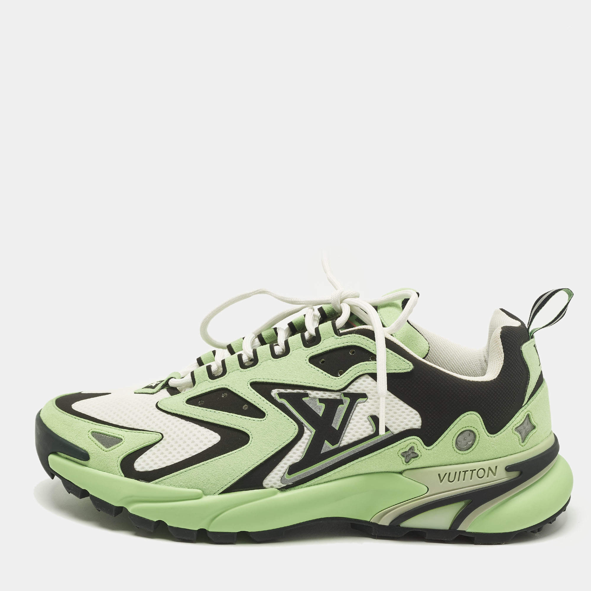 مملوكة مسبقًا Louis Vuitton LV Runner Tatic Size 42 Green Mesh and Suede Low Top Sneakers