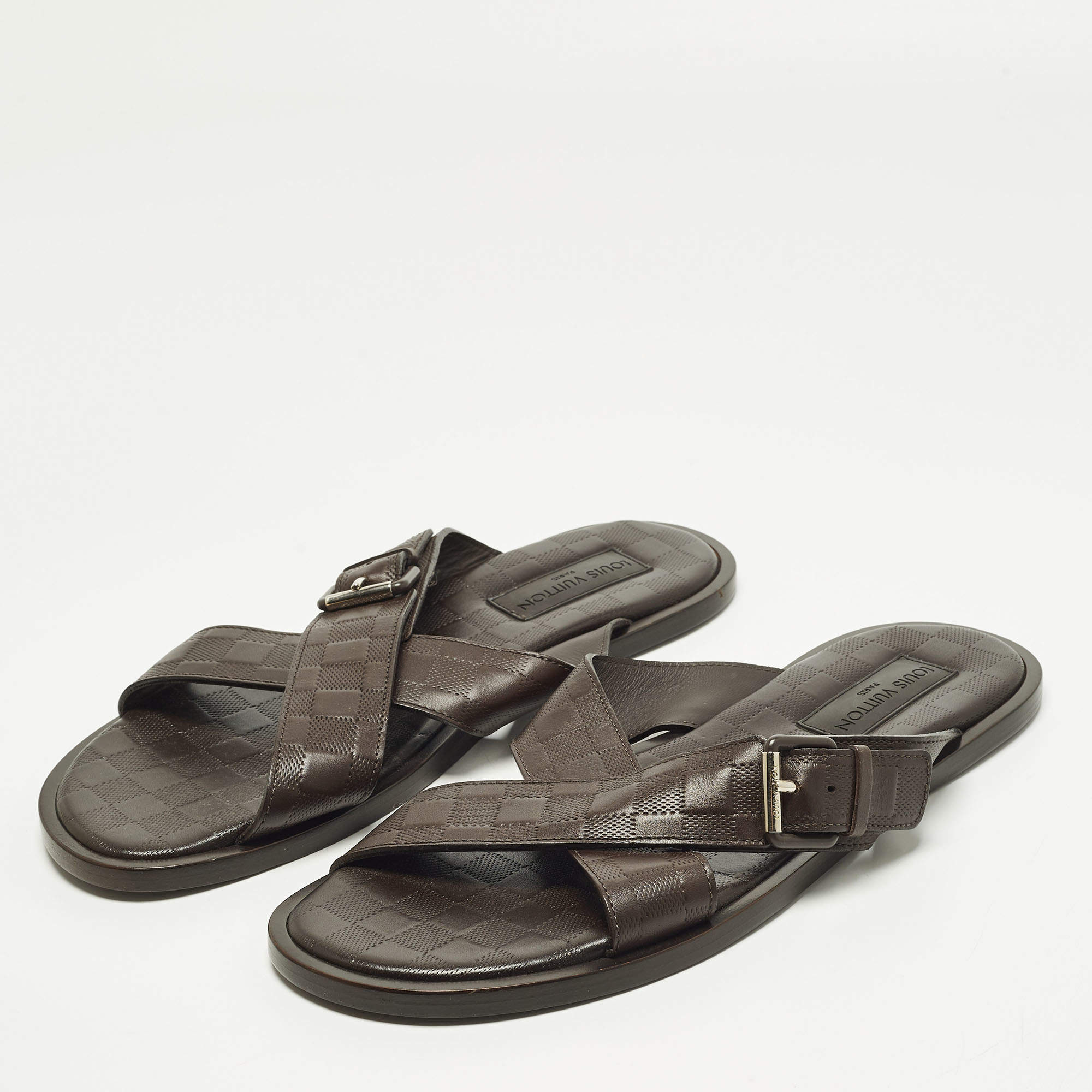 Louis Vuitton Black Rubber Waterfront Slide Sandals Size 43 Louis