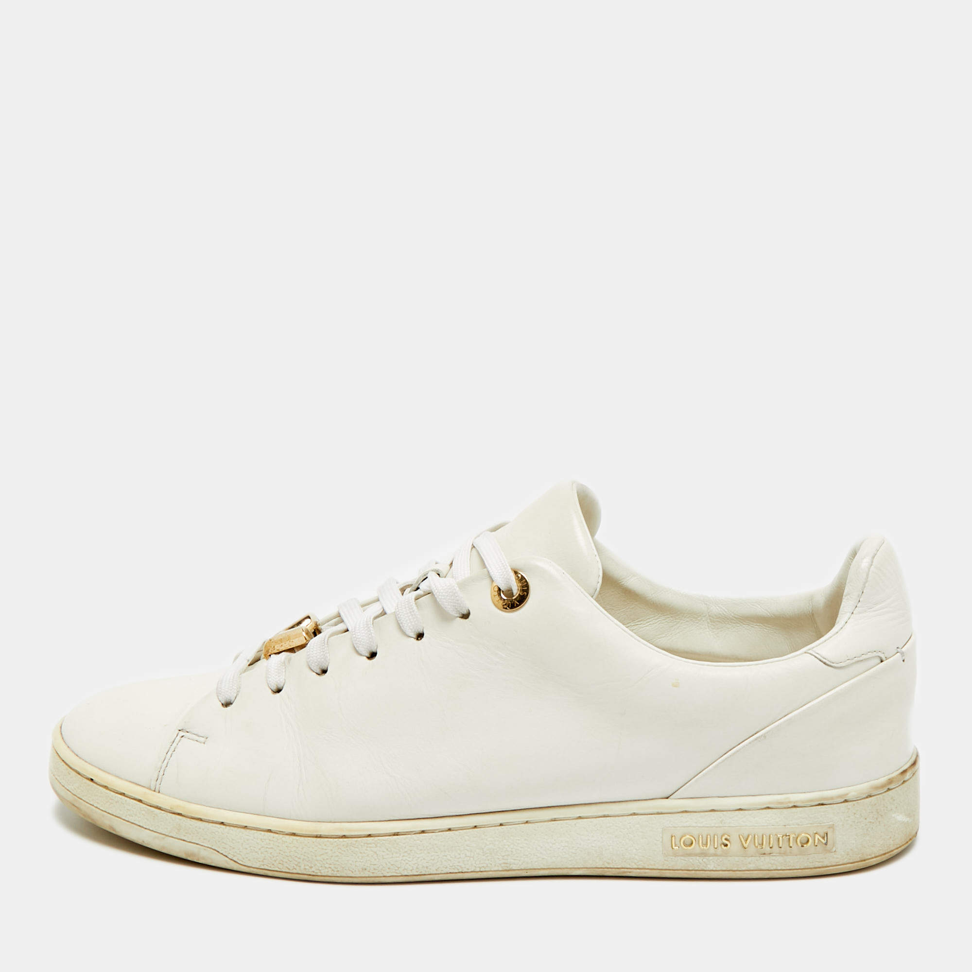 Pre Owned حذاء رياضي لويس فيتون فرونترو جلد أبيض منخفض المقطع مقاس 41