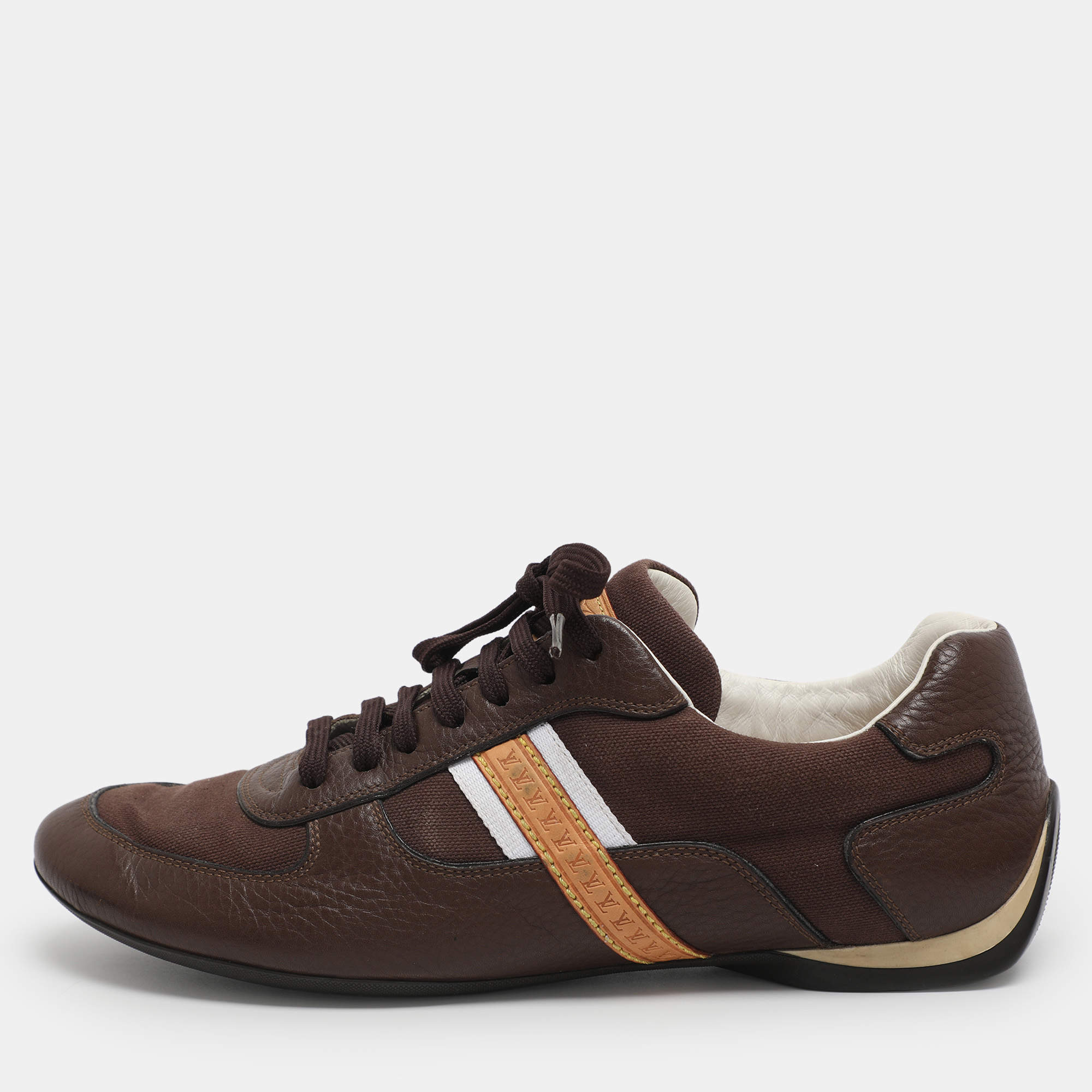 Pre Owned Louis Vuitton Size 40 Brown Canvas and Leather Low Top Sneakers