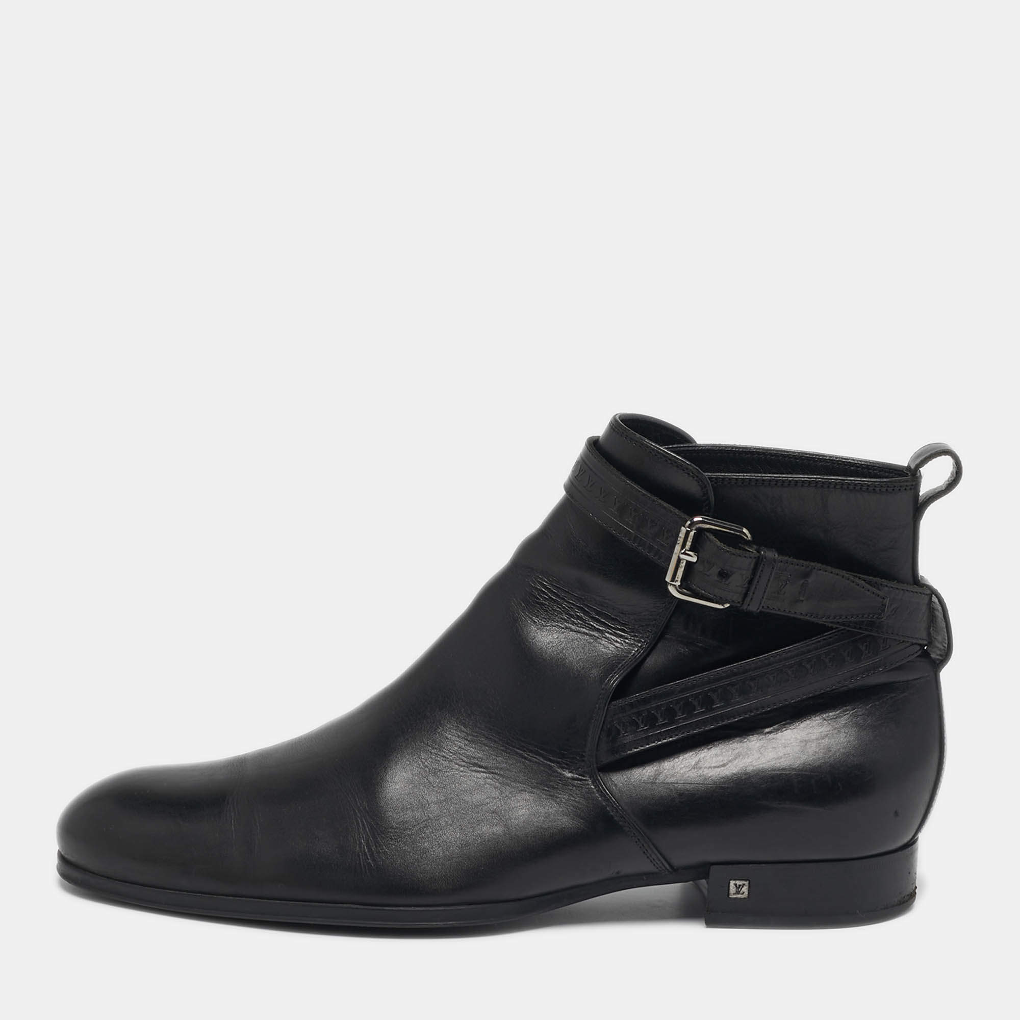 مملوكة مسبقًا بوت للكاحل لوي فيتون غرينيتش جلد أسود مقاس 42.5