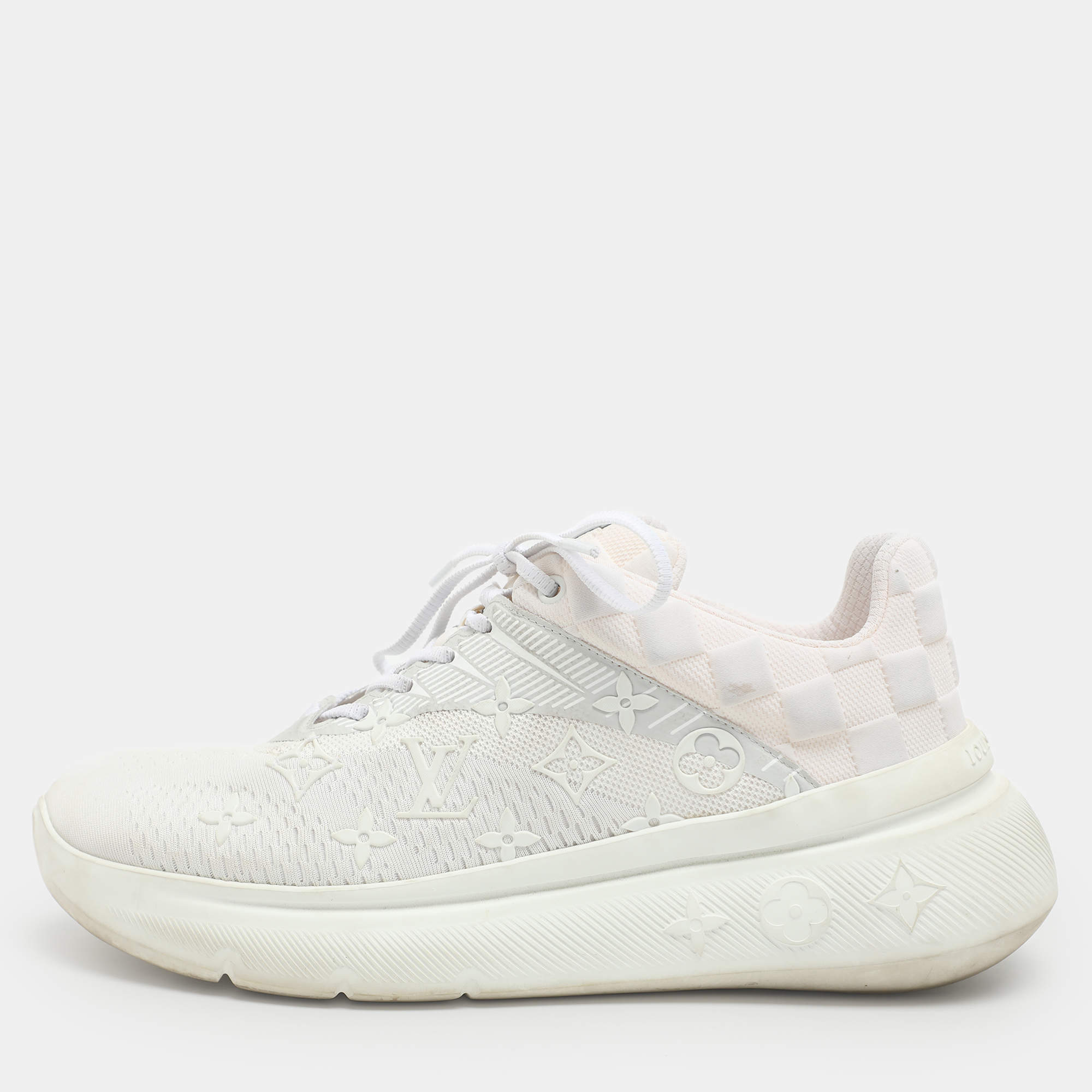 مملوكة مسبقًا Louis Vuitton Show Up Size 42 White/Grey Monogram and Damier Knit Fabric Sneakers