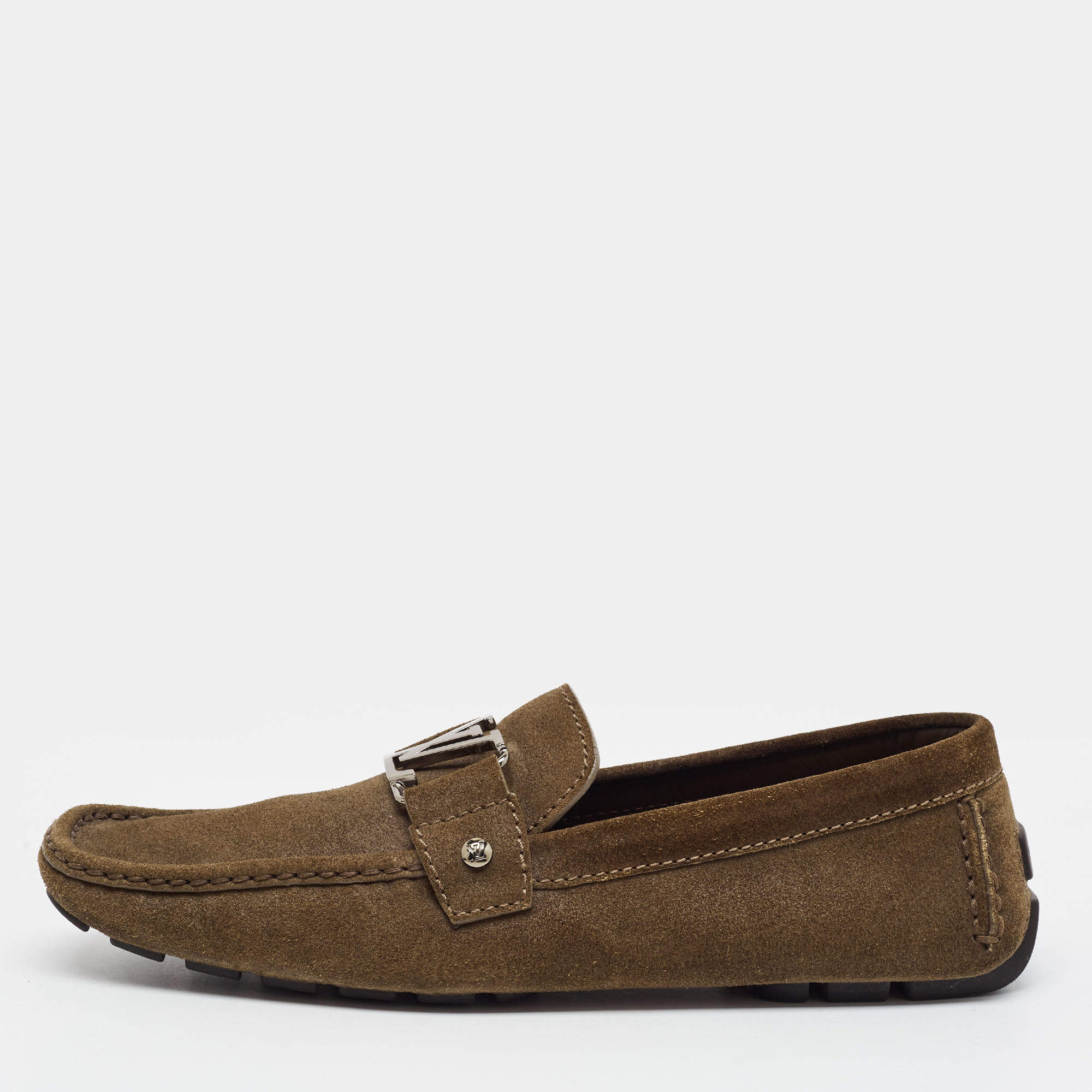 مملوكة مسبقًا Louis Vuitton Monte Carlo Size 42.5 Dark Brown Suede Loafers