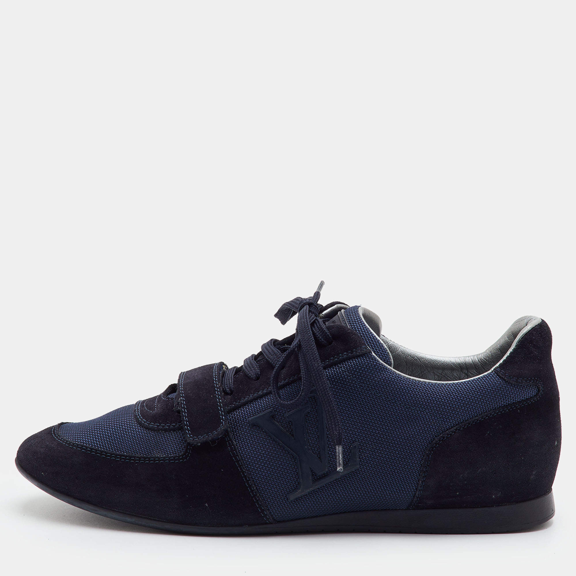 Pre Owned Louis Vuitton Stardust Size 41 Navy Blue Fabric and Suede Low Top Sneakers