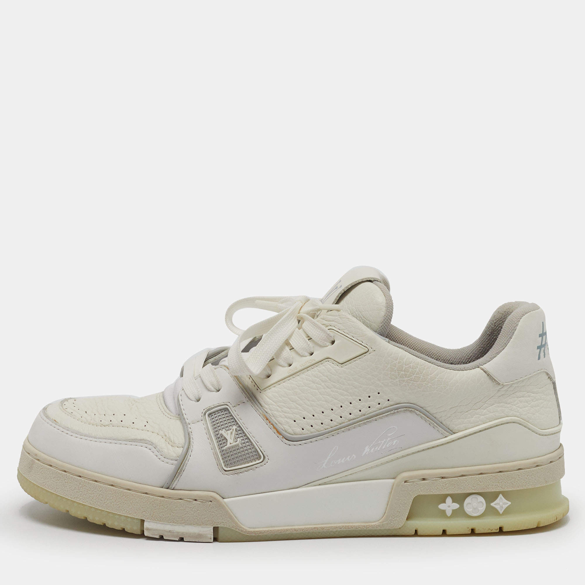مملوكة مسبقًا Louis Vuitton LV Trainer Size 41 White Leather Lace Up Sneakers