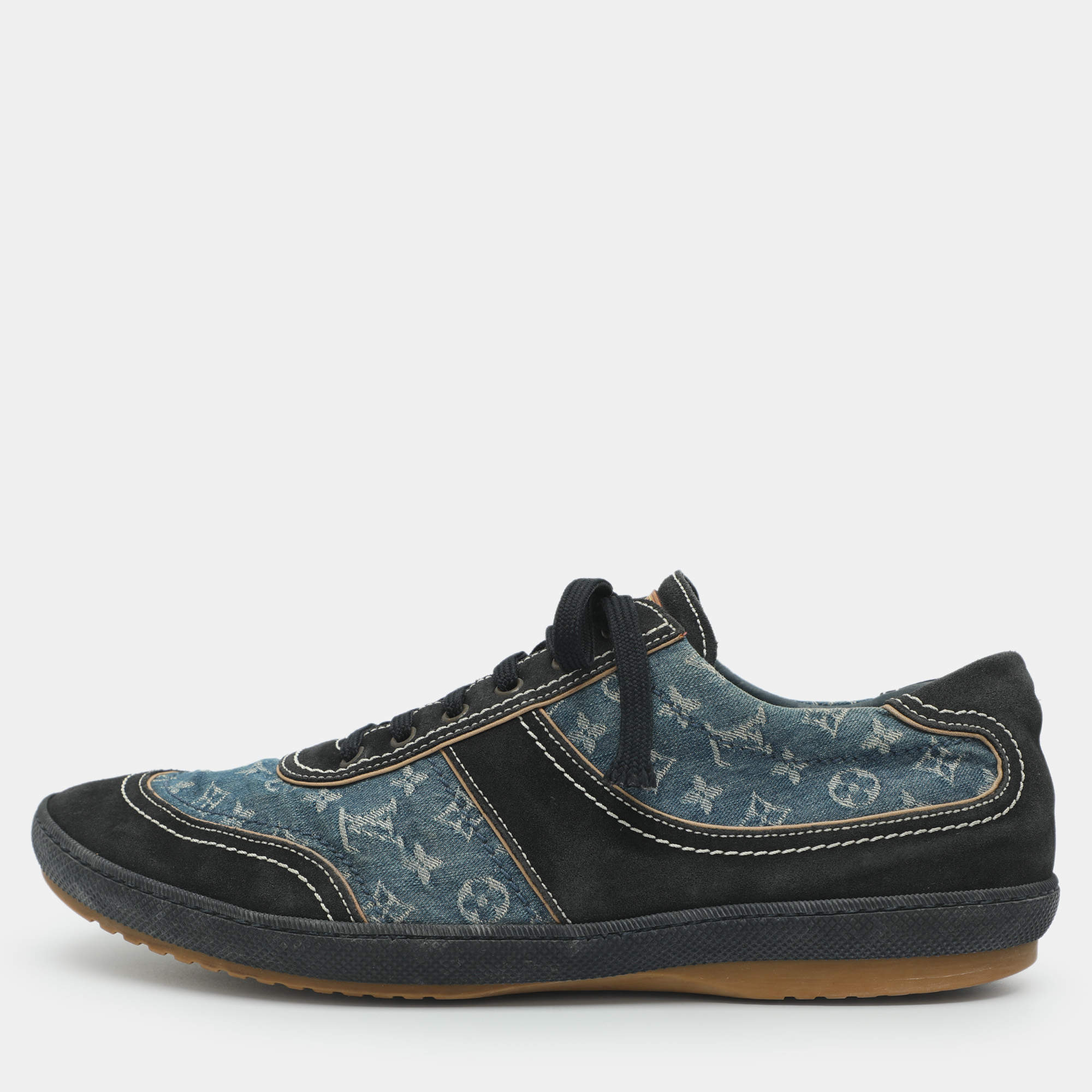 مملوكة مسبقًا Louis Vuitton Size 44 Blue/Black Monogram Denim And Suede Low Top Sneakers