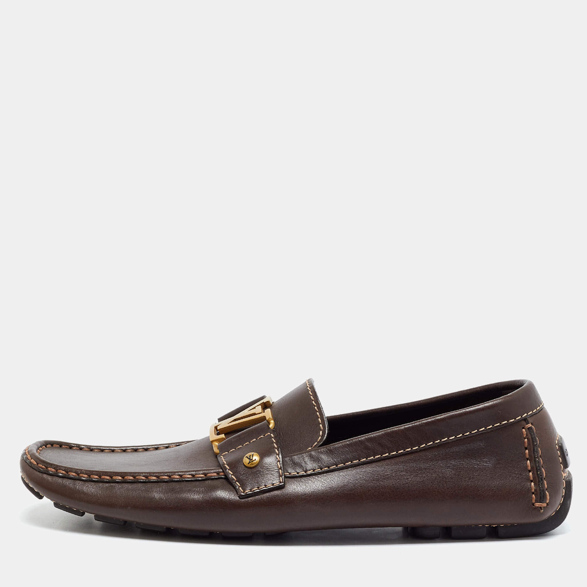 Pre Owned Louis Vuitton Monte Carlo Size 43 Brown Leather Loafers
