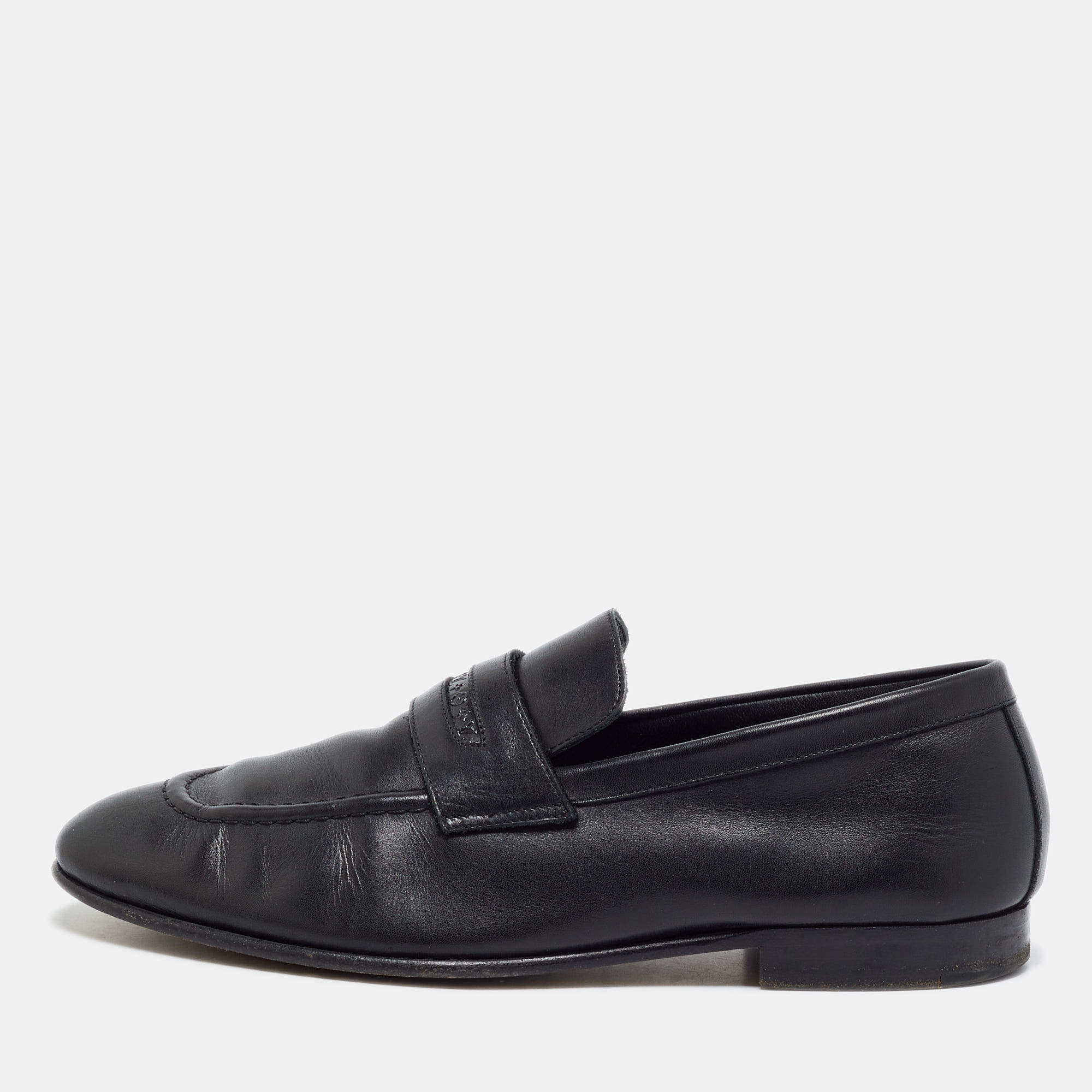 مملوكة مسبقًا Louis Vuitton Size 41.5 Black Leather Monogram Details  Penny Loafers