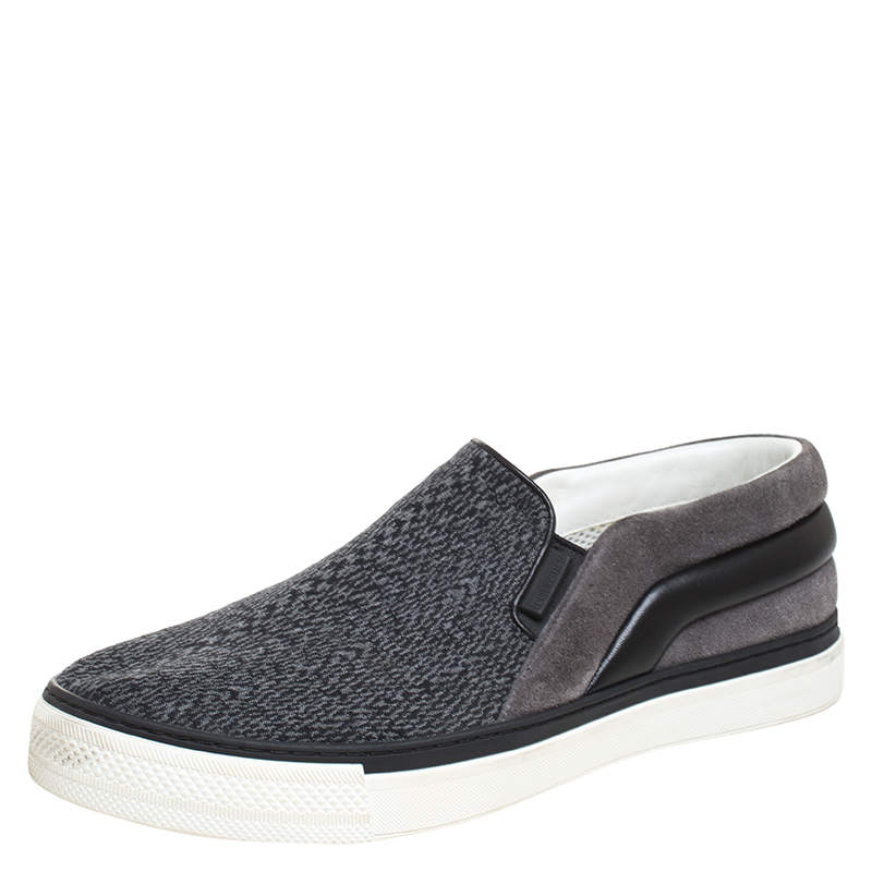 Louis Vuitton Grey Fabric, Suede and Leather Twister Slip-on Sneakers ...