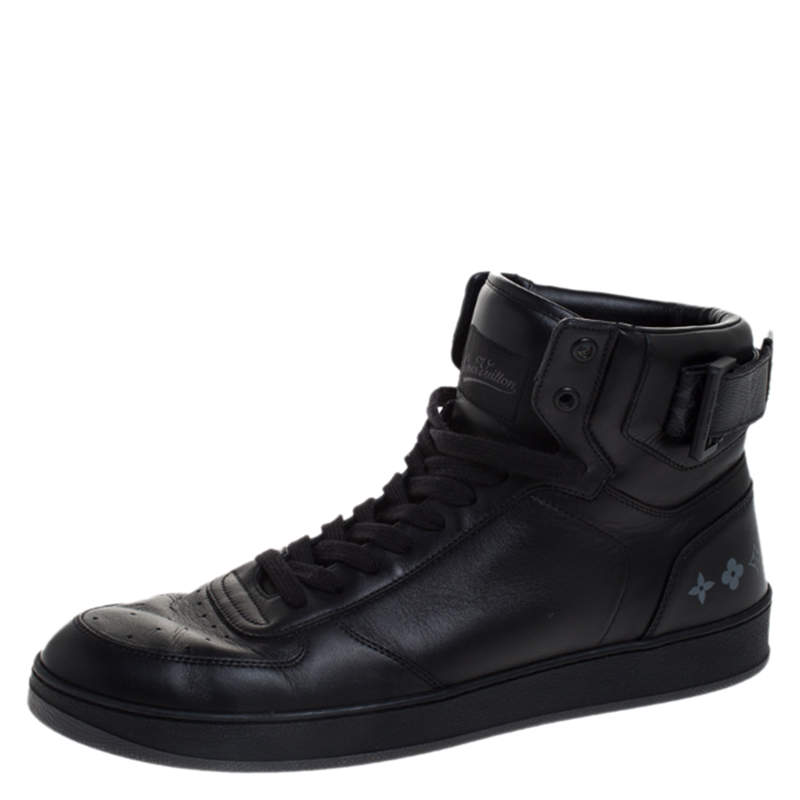مملوكة مسبقًا Louis Vuitton Black Leather Rivoli High Top Sneakers Size 42
