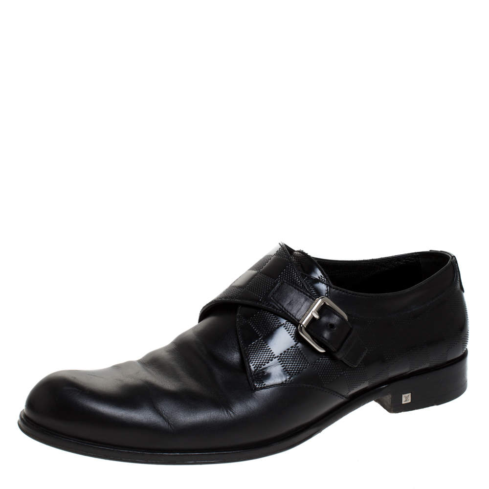 Pre Owned حذاء ديربي لوي فيتون سير مونك جلد اينفيني أسود مقاس 42