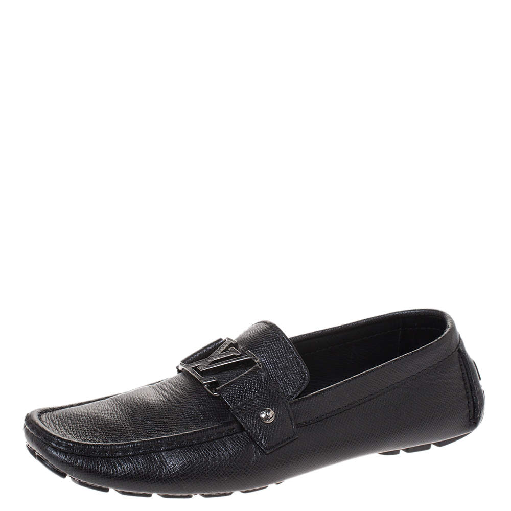 Pre Owned Louis Vuitton Black Leather Monte Carlo Loafers Size 43