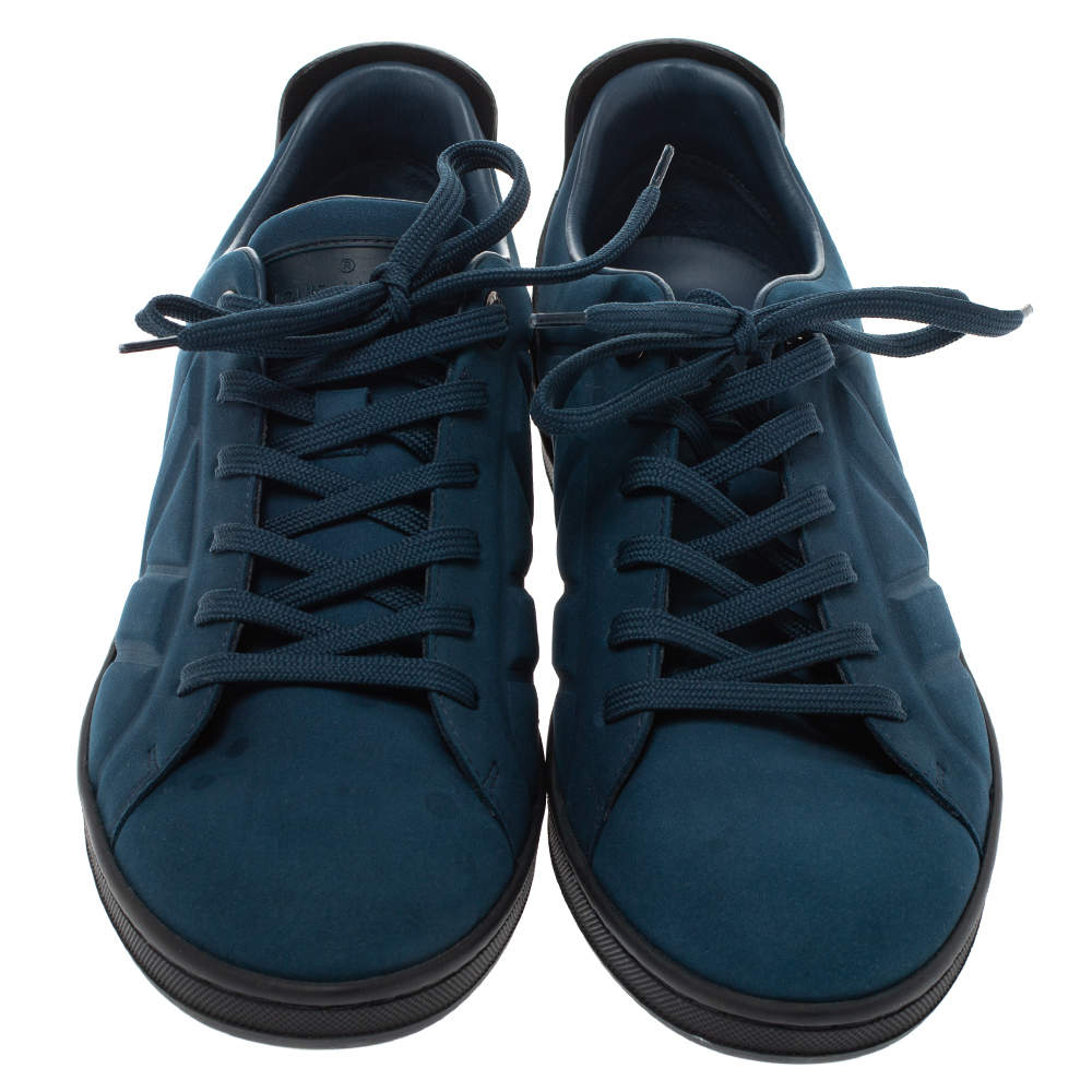 Louis Vuitton Blue Suede And Leather Velcro Straps High Top Sneakers Size  43 at 1stDibs