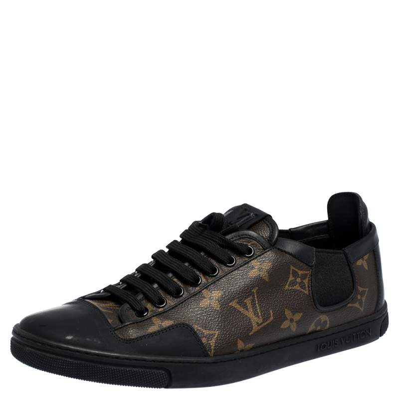 Louis Vuitton Brown Monogram Canvas And Black Leather Slalom Low Top ...