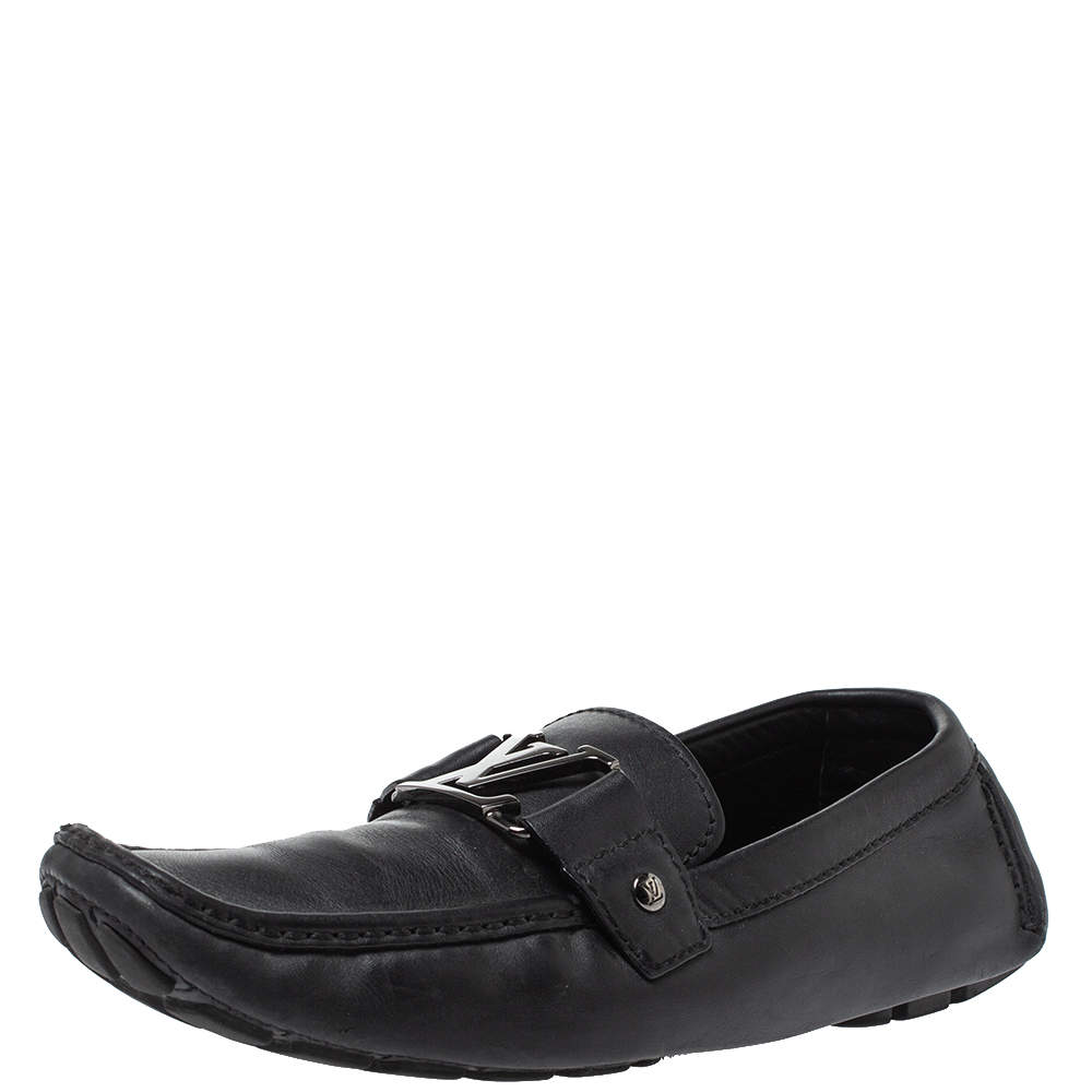 مملوكة مسبقًا Louis Vuitton Black Leather Monte Carlo Loafers Size 42