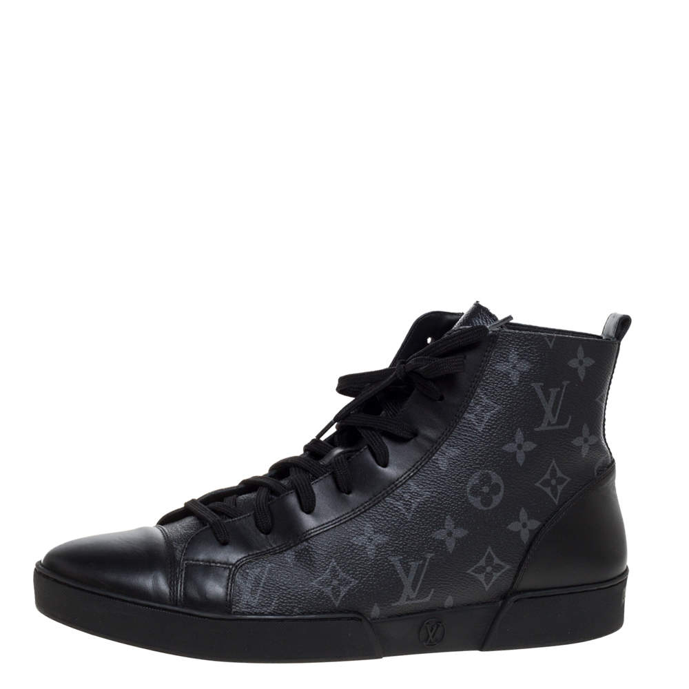 Louis Vuitton Black Leather and Monogram Eclipse Canvas Match Up High ...