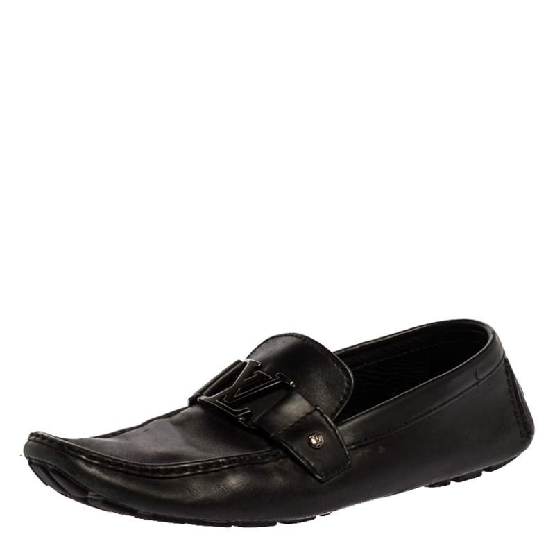 Pre Owned Louis Vuitton Black Leather Monte Carlo Loafers Size 43.5