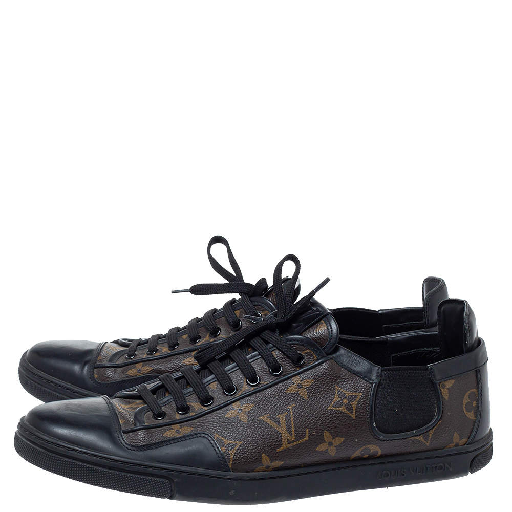 Louis Vuitton Brown Monogram Canvas And Black Leather Slalom Low