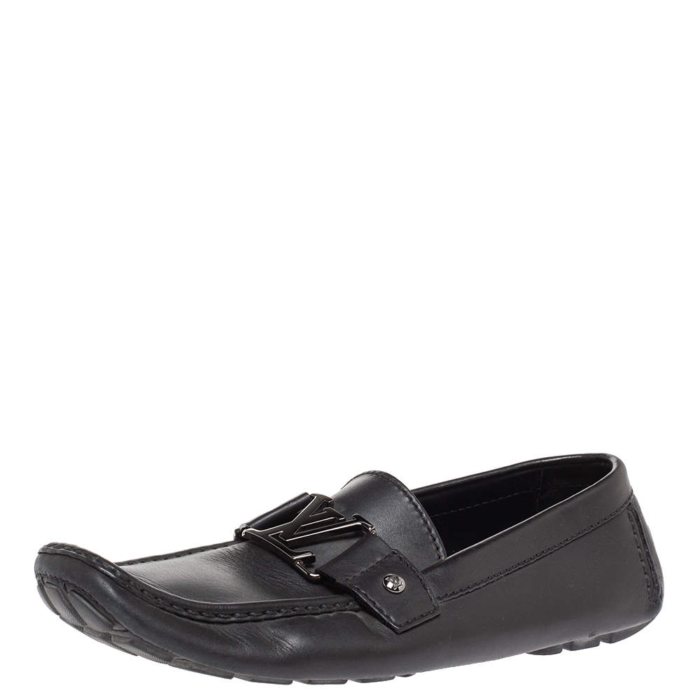 Louis Vuitton Black Leather Monte Carlo Loafers Size 41.5