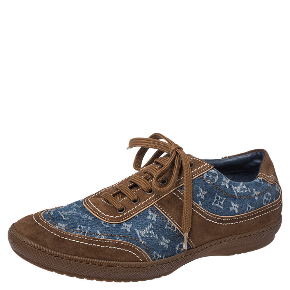 مملوكة مسبقًا Louis Vuitton Monogram Denim And Suede Sneakers Size 41