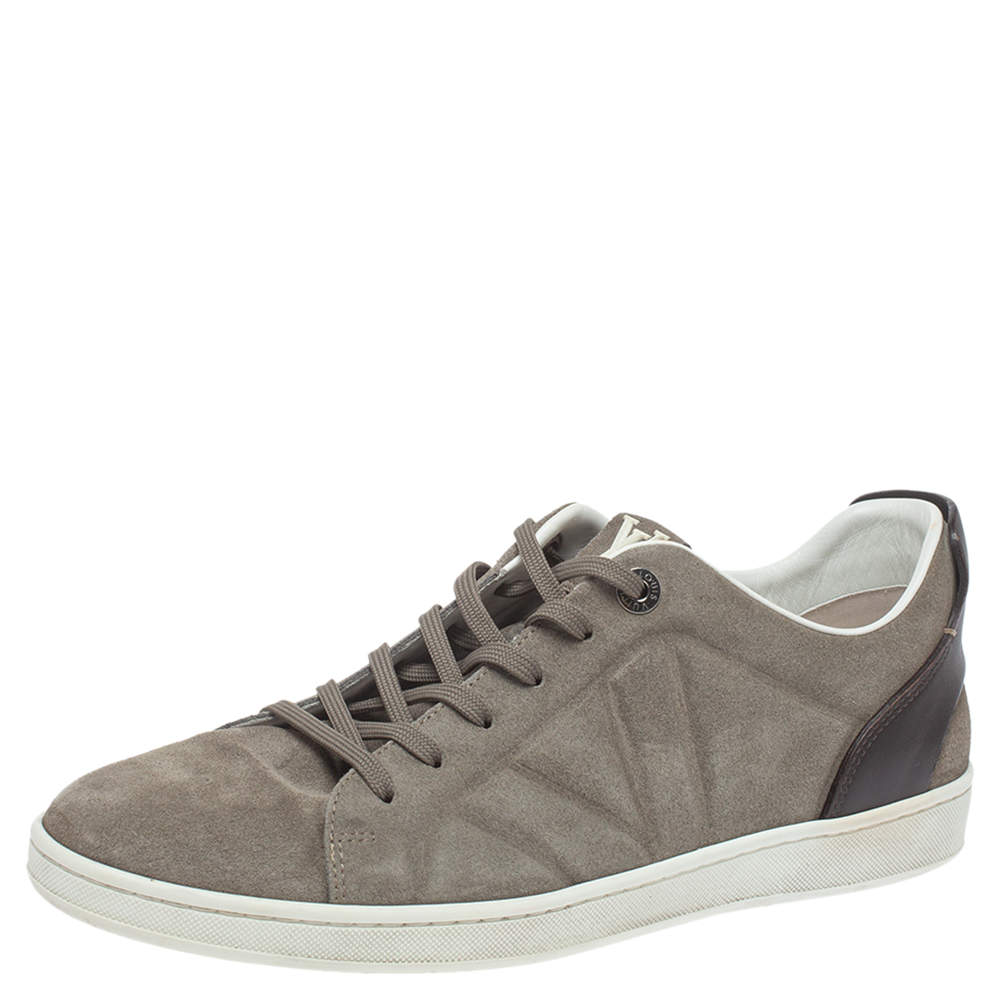 Louis Vuitton Grey/Brown Suede And Leather Low Top Sneakers Size 41.5