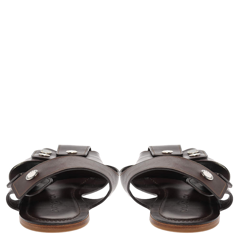 Leather sandals Louis Vuitton Black size 42 IT in Leather - 35877844
