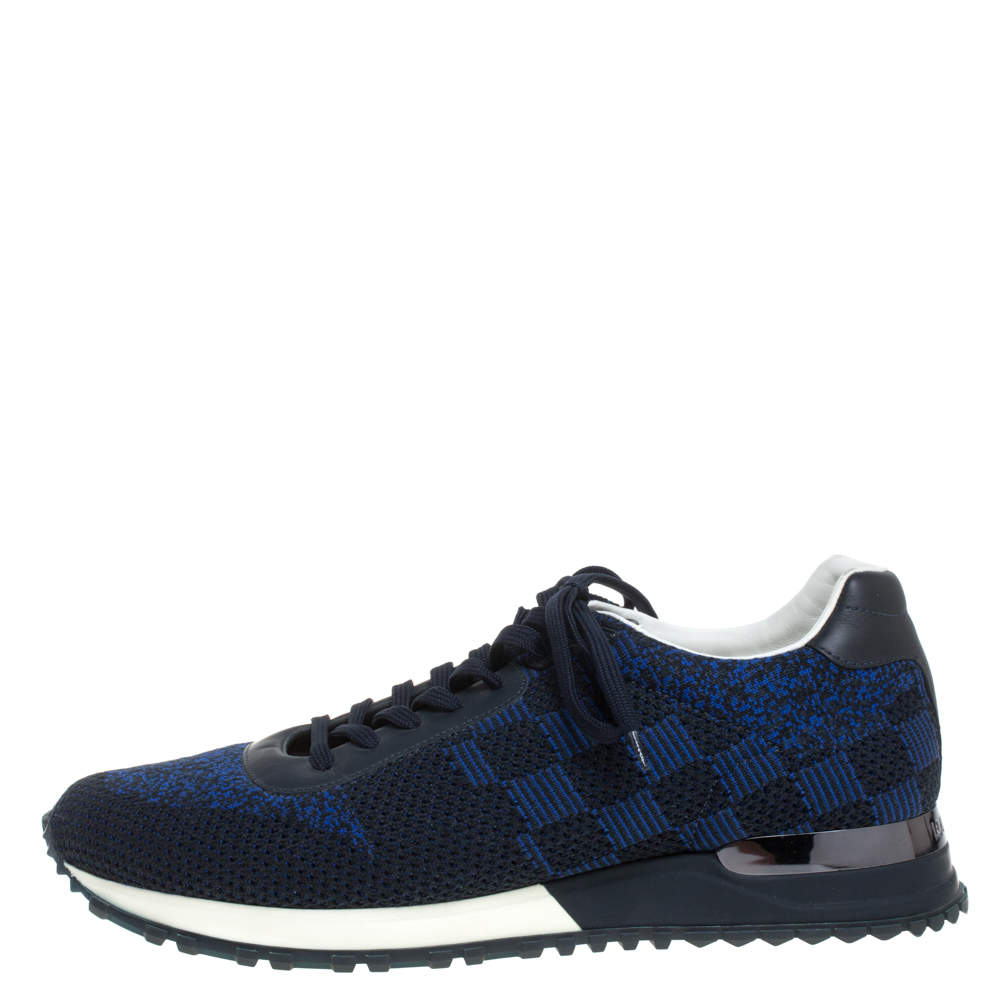 Louis Vuitton Blue/Black Damier Mesh and Leather Run Away Lace Sneaker Size  40.5