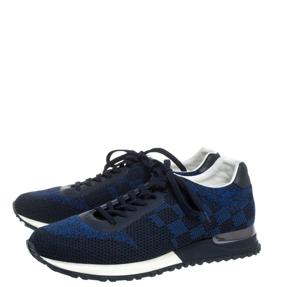 Louis Vuitton Blue/Black Damier Mesh and Leather Run Away Lace Sneakers  Size 40.5 Louis Vuitton