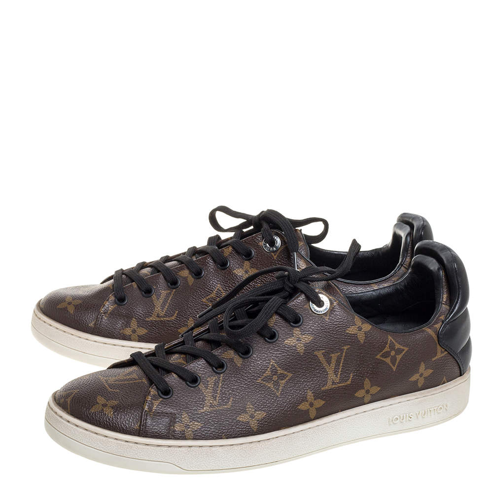 Louis Vuitton Brown Monogram Canvas and Black Leather Frontrow Low Top  Sneakers Size 41