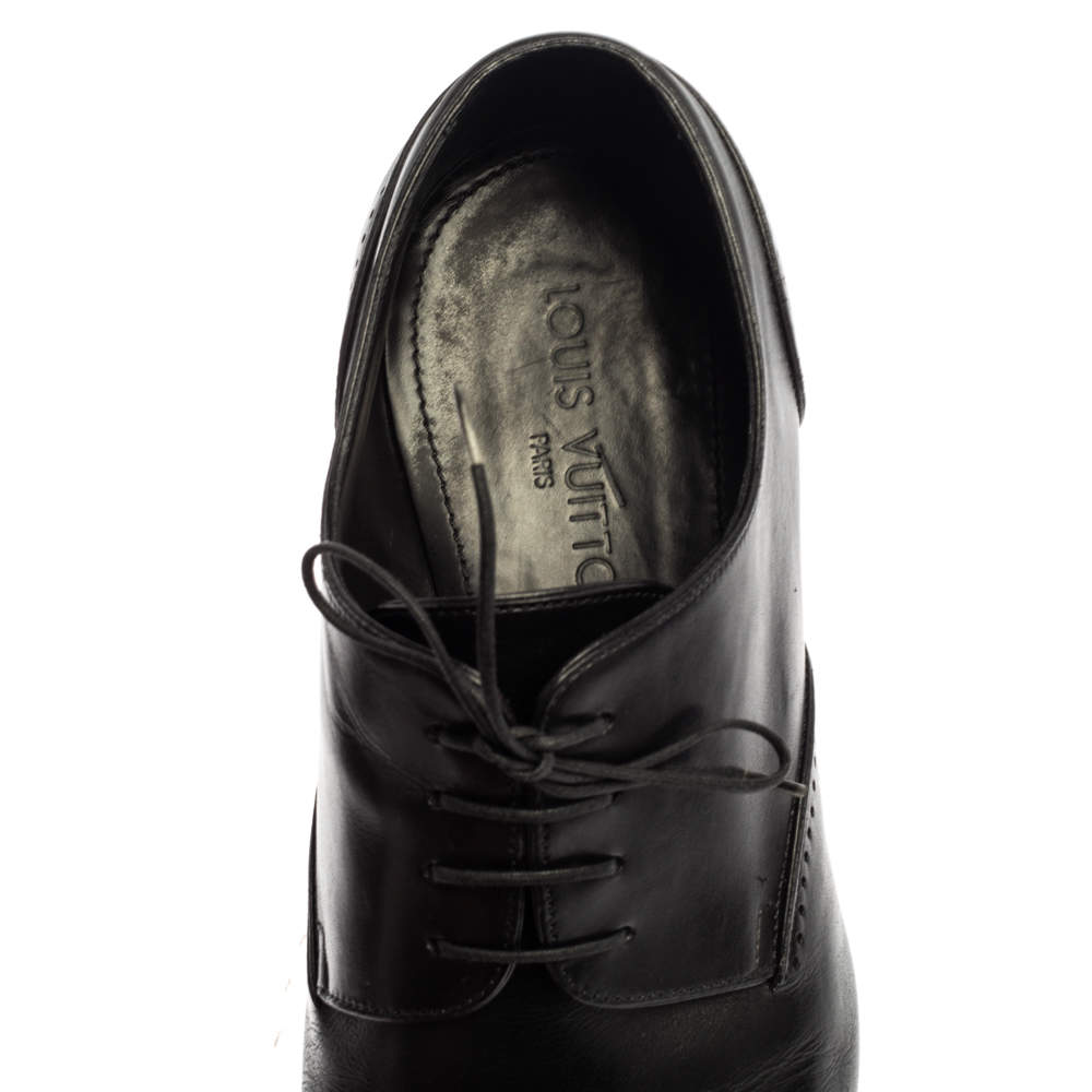 Louis Vuitton Black Leather Cap Toe Lace Up Derby Size 42.5