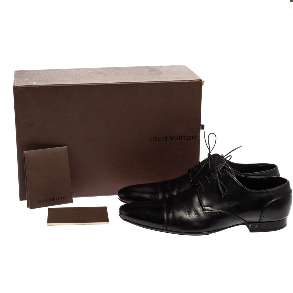 Louis Vuitton Black Leather Cap Toe Lace Up Derby Size 42.5