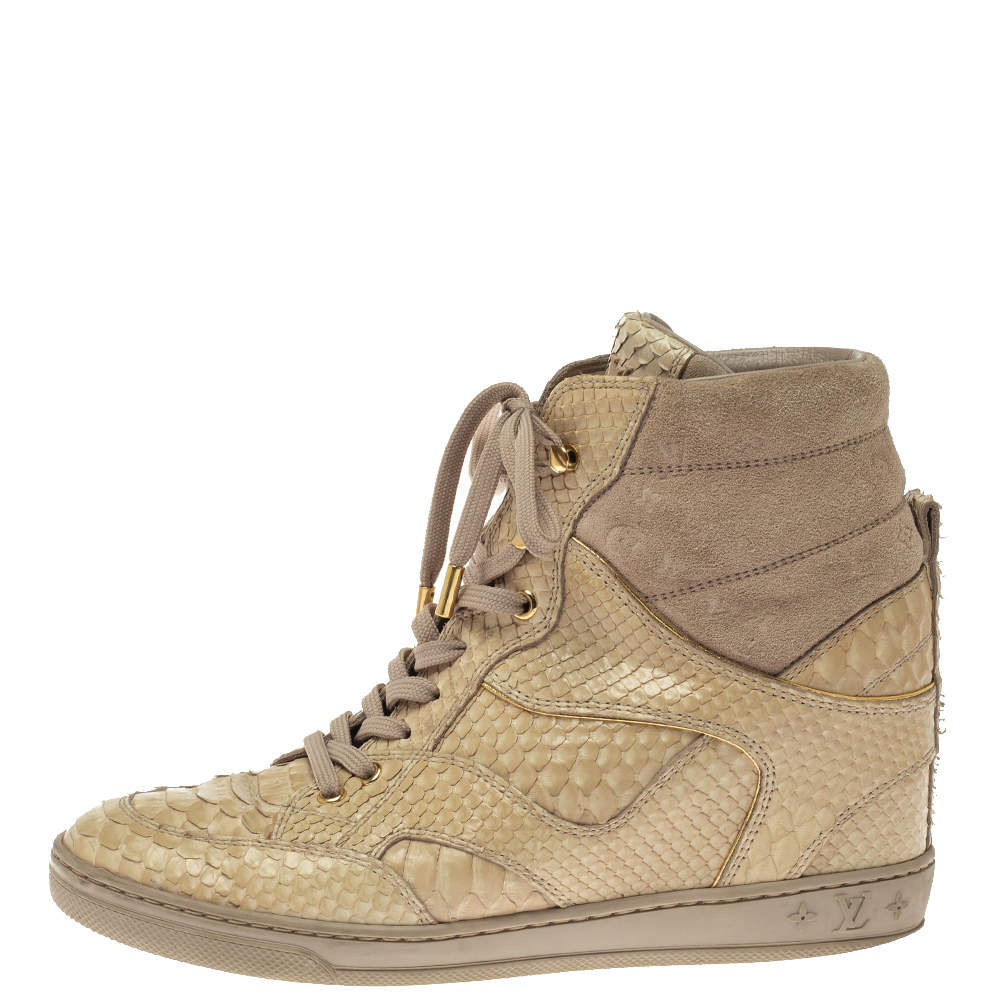 Louis Vuitton Beige Monogram Suede and Leather Cliff Top Sneaker