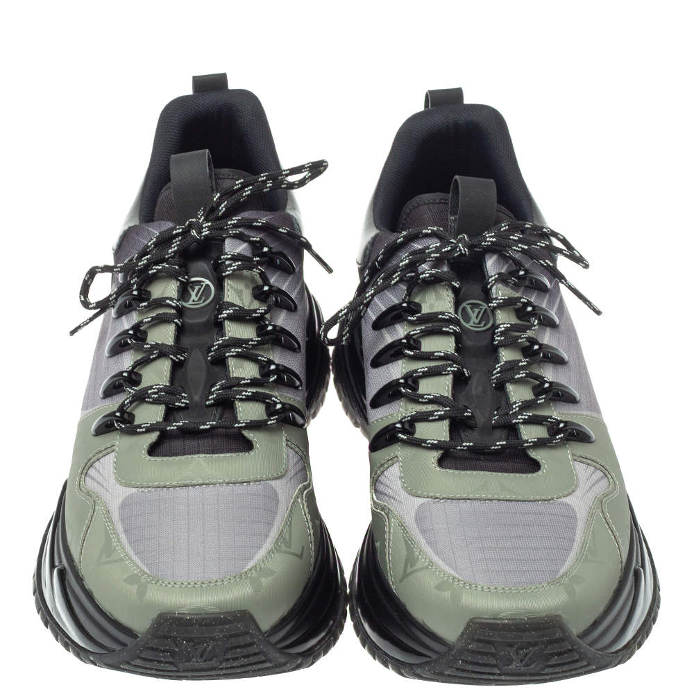 Louis Vuitton Black/Green Leather and Mesh Run Away Pulse Sneakers Size 41  at 1stDibs