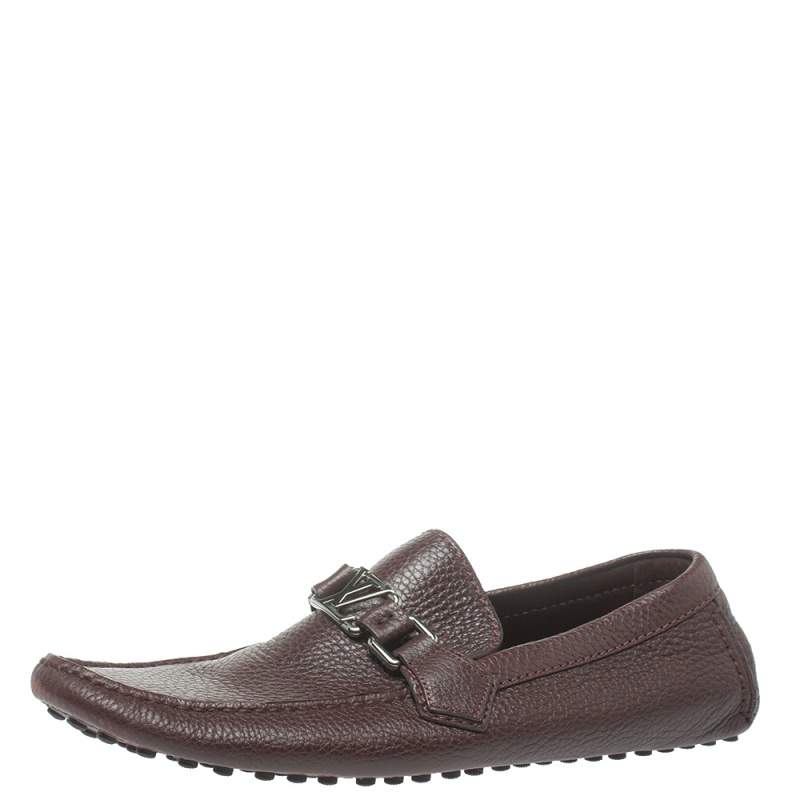 Pre Owned Louis Vuitton Burgundy Leather Hockenheim Loafers Size 41.5