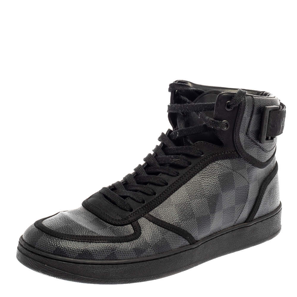 Louis Vuitton Grey/Black Damier Graphite Canvas Rivoli High Top Sneakers Size 42
