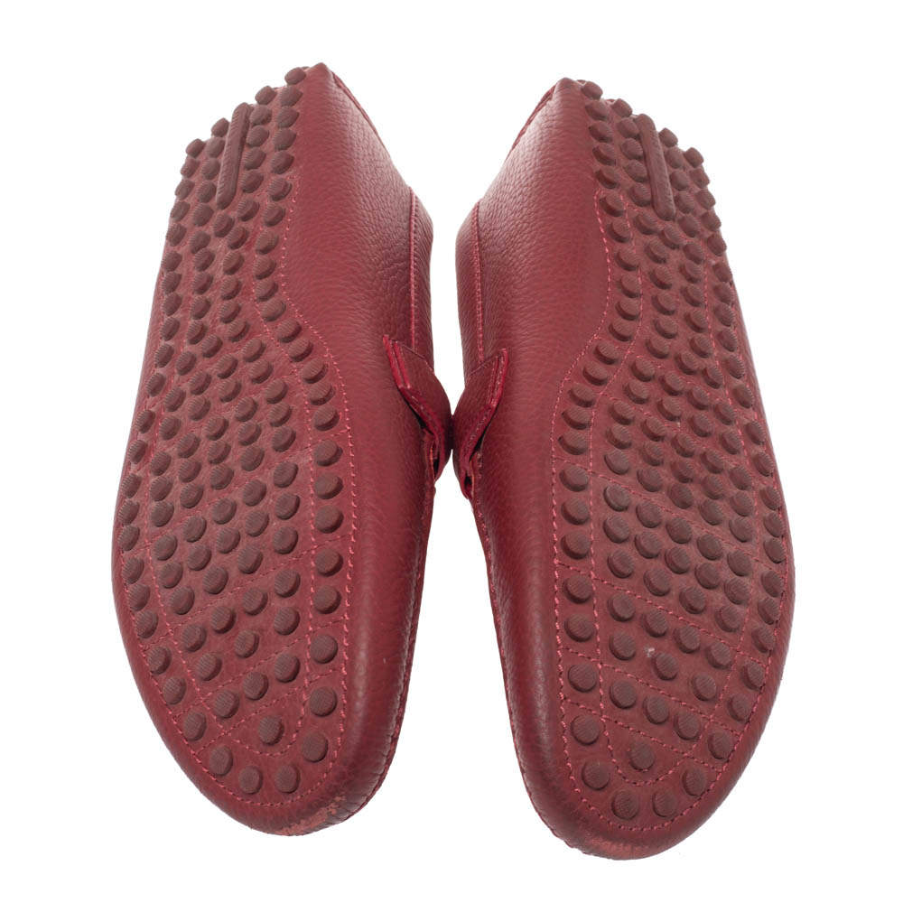 Louis Vuitton Red Leather Hockenheim Slip On Loafers Size 43 at