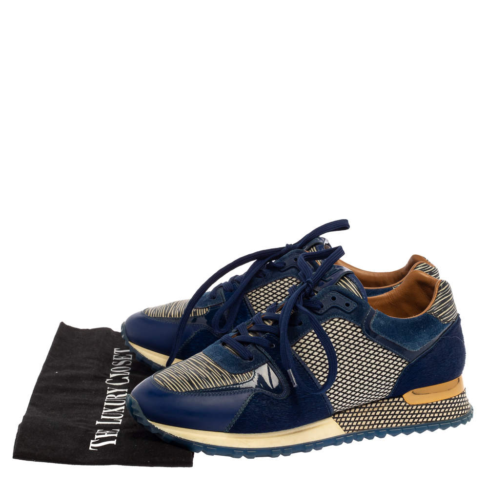Pre-owned Louis Vuitton Multicolor Suede And Mesh Run Away Trainers Size  37.5 In Navy Blue