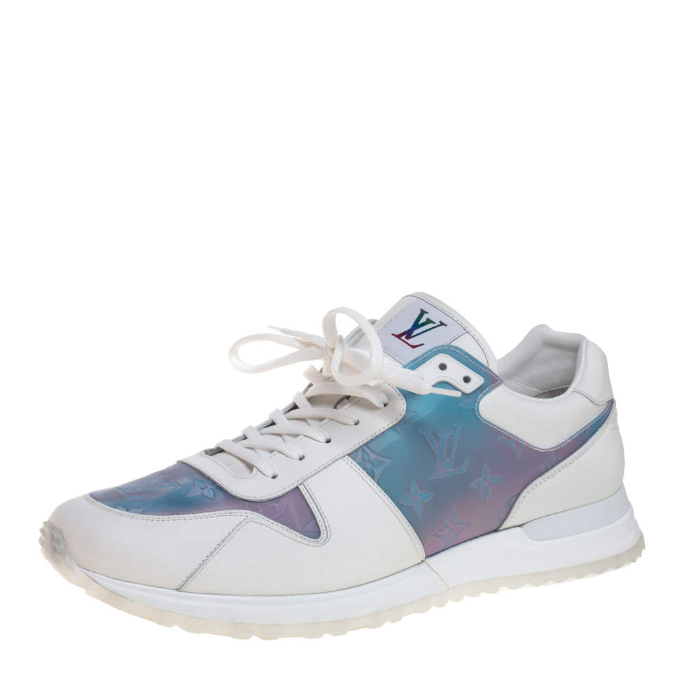 Louis Vuitton White Iridescent Leather And Technical Rubber Run Away Sneakers Size 45
