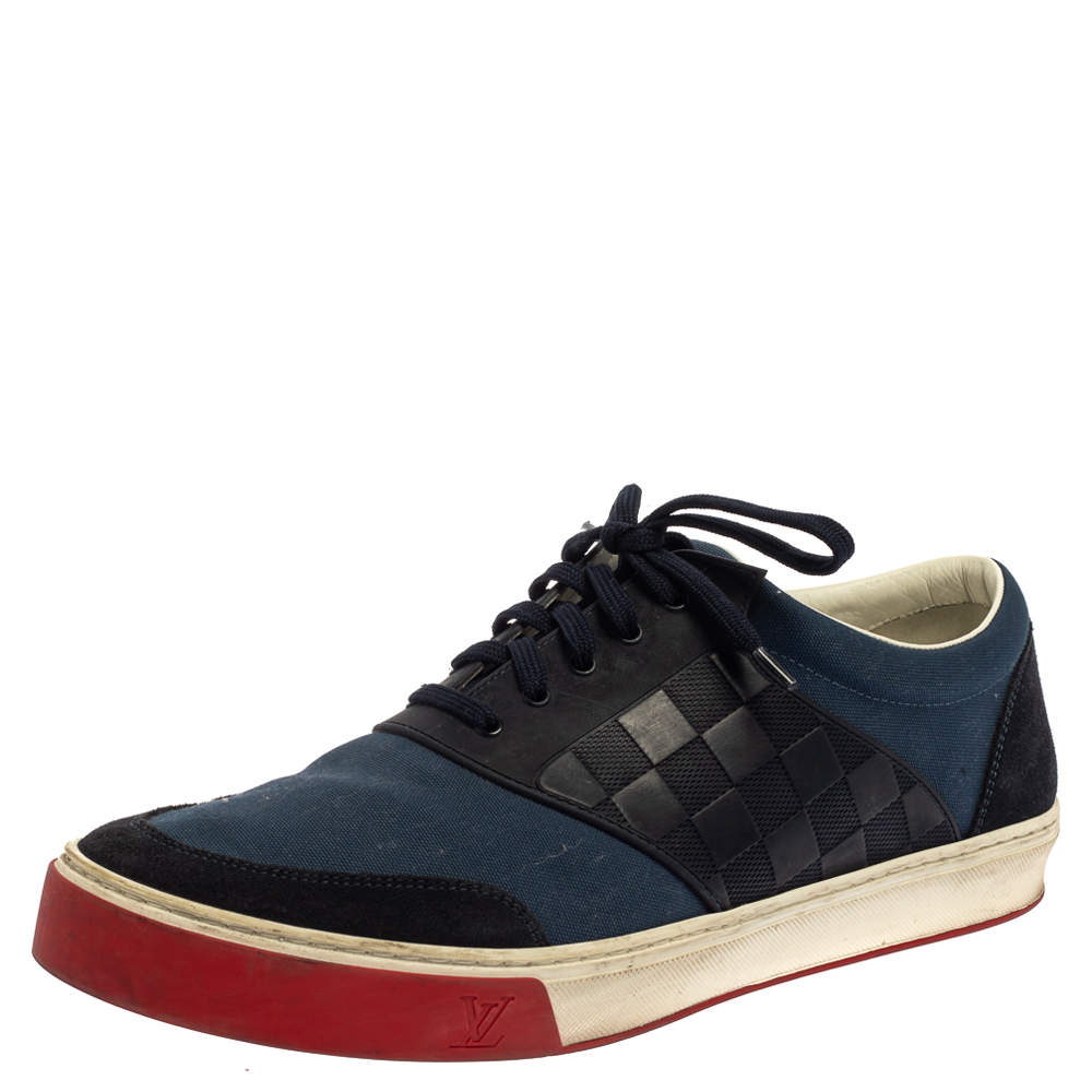 Pre Owned حذاء رياضى لوى فيتون بينبال سويدى وكانفاس كحلى / أزرق مقاس 43