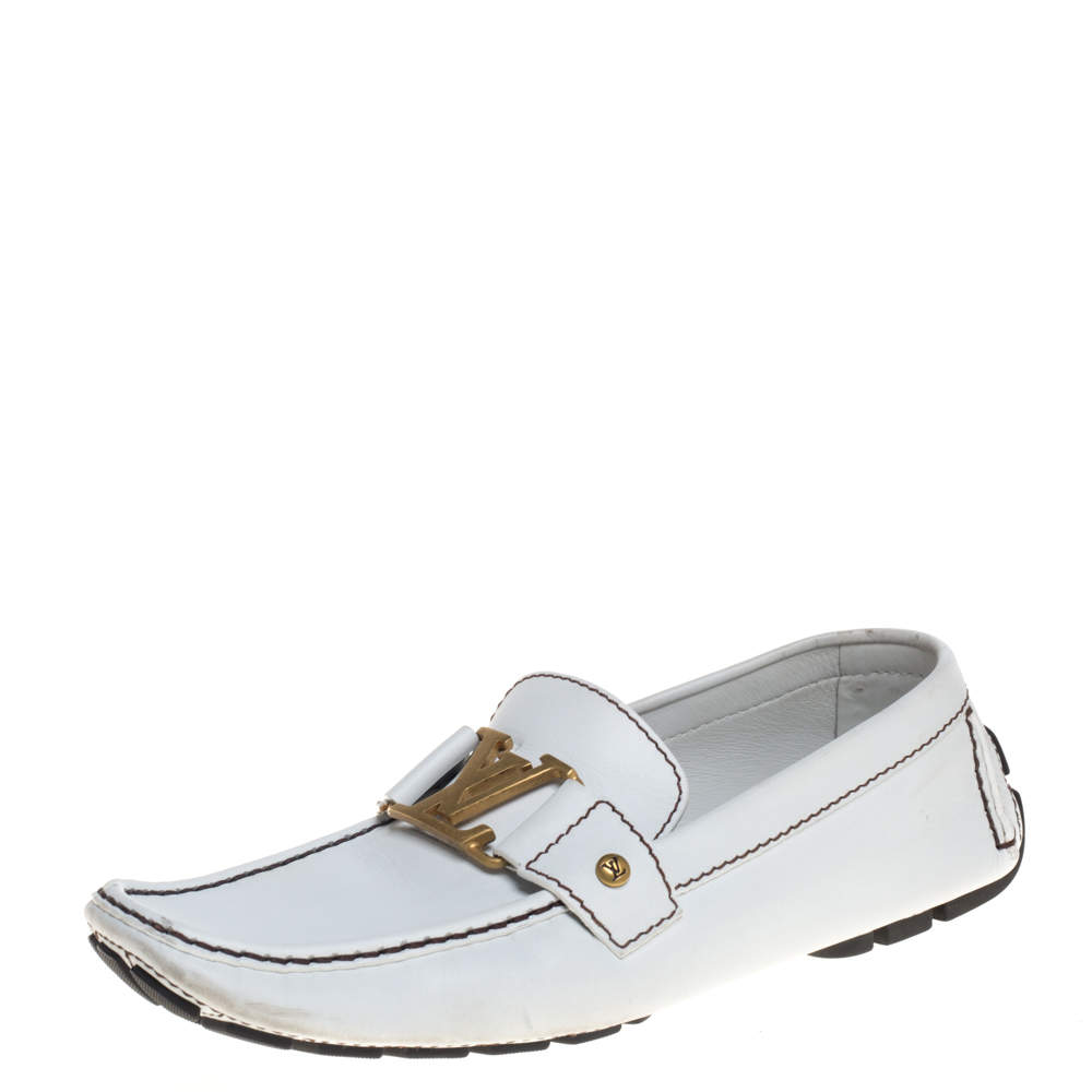 حذاء لوفرز لوي فيتون مونت كارلو جلد أبيض مقاس 42