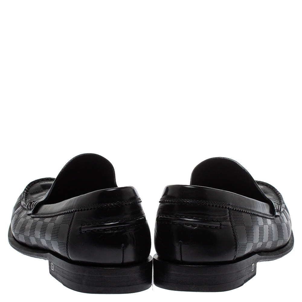 Louis Vuitton Black Leather Damier Embossed Santiago Loafers Size 41 Louis  Vuitton | The Luxury Closet