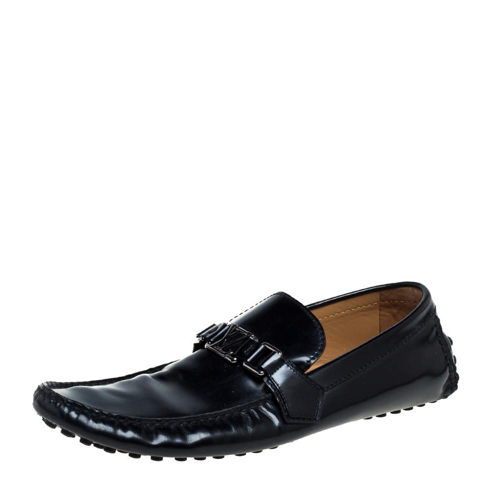 Pre Owned Louis Vuitton Black Patent Leather Hockenheim Loafer Size 44